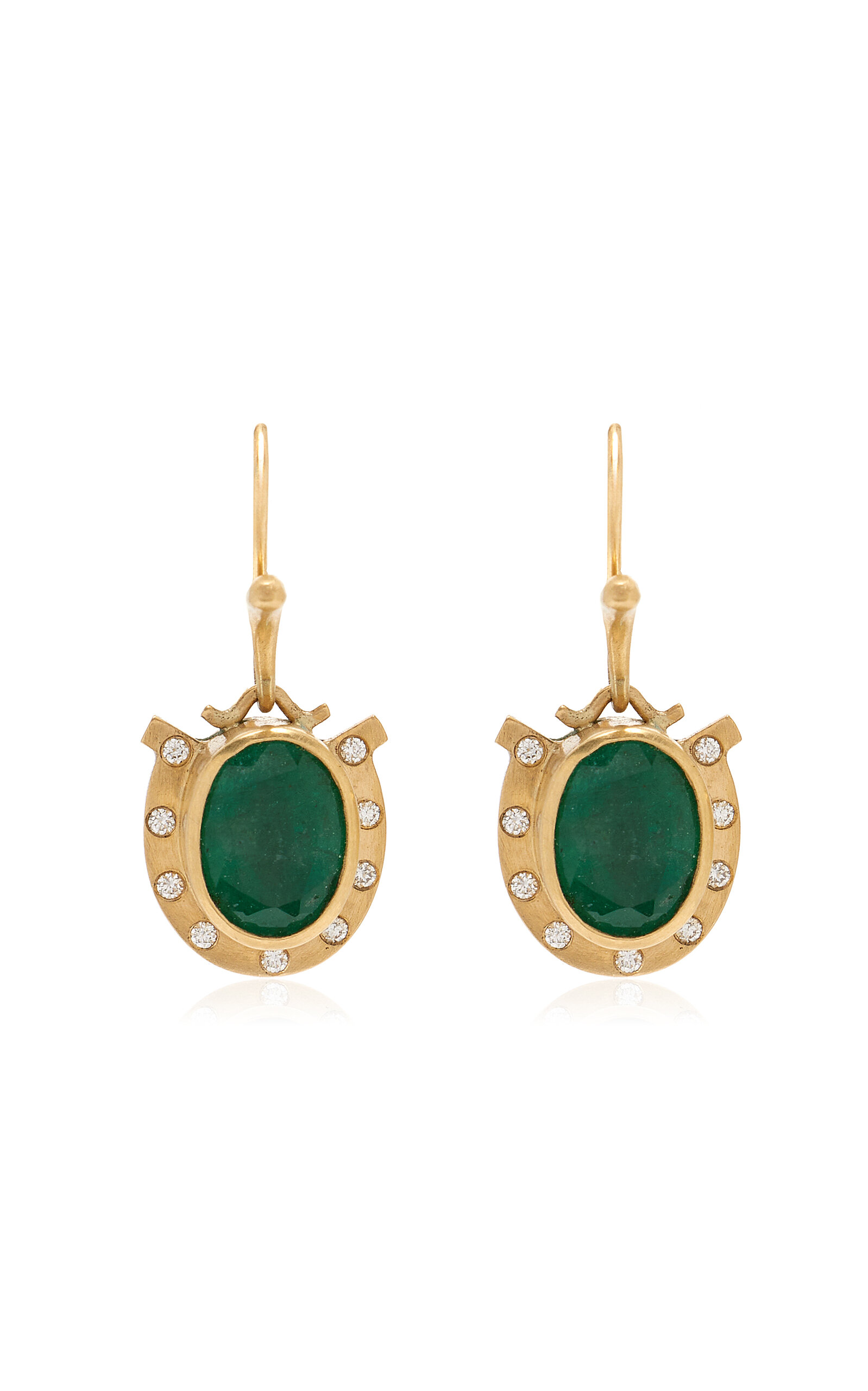Annette Ferdinandsen Paloma 18k Gold; Diamond; Emerald Earrings In Green