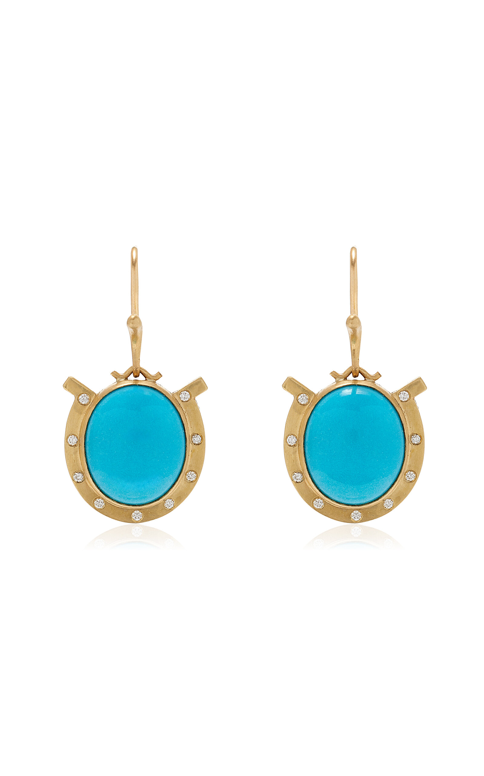 Annette Ferdinandsen Sleeping Beauty 18k Gold; Diamond And Turquoise Earrings In Blue