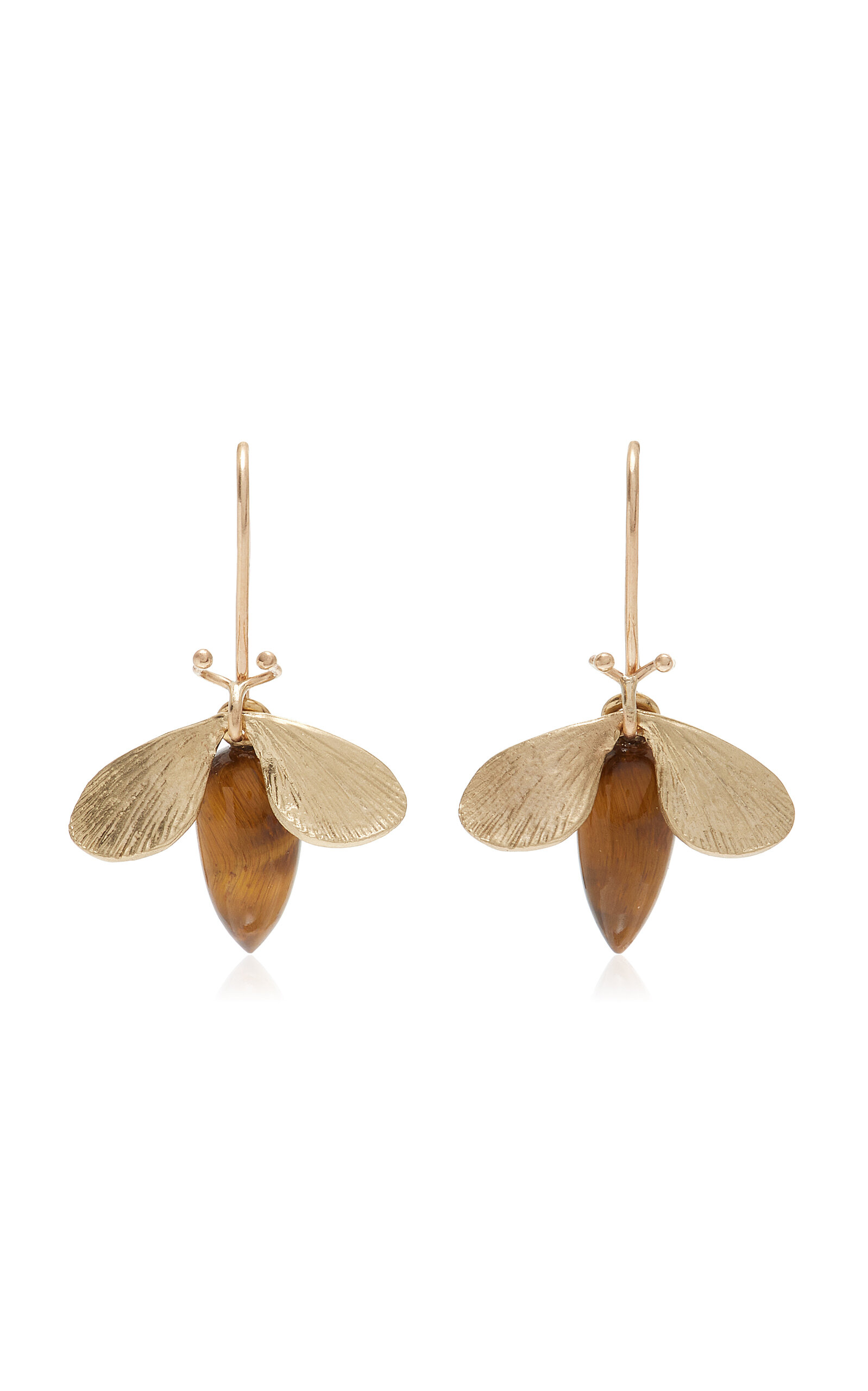 Annette Ferdinandsen 14k Gold Tiger's Eye Earrings In Brown