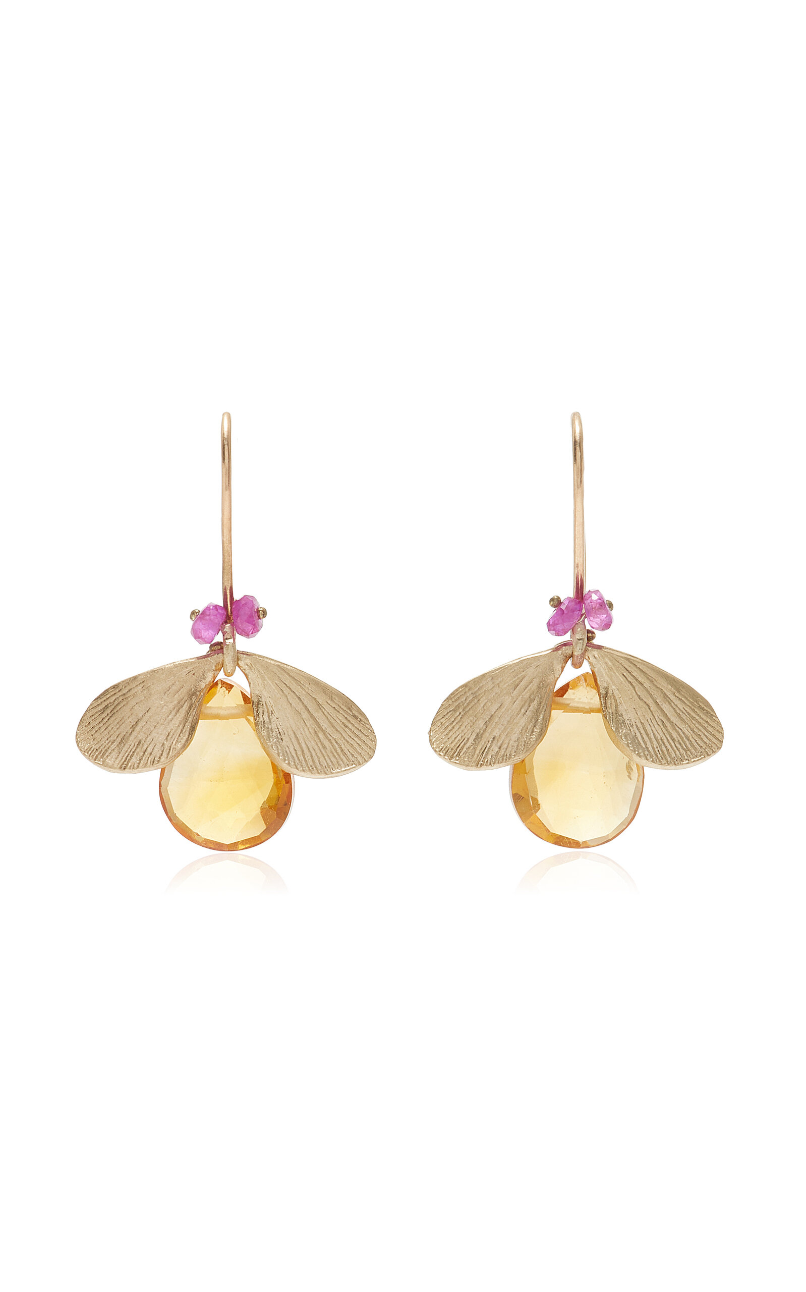 Annette Ferdinandsen 14k Gold Citrine And Ruby Earrings