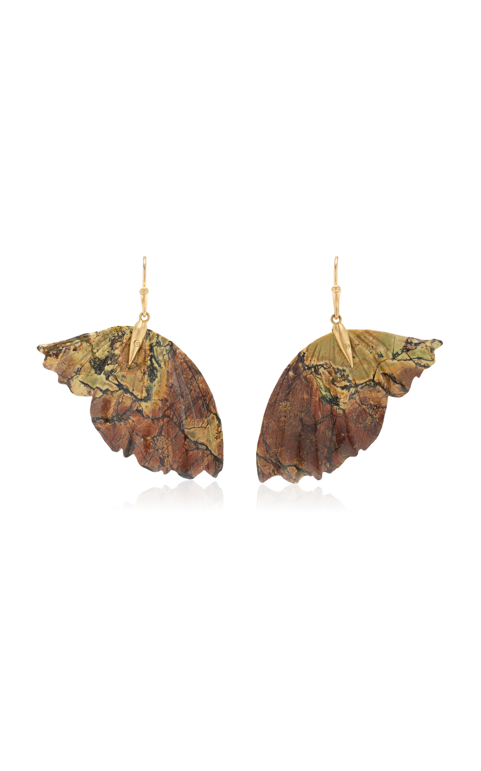 Annette Ferdinandsen Large Serpentine Enchanted Fairy Wing 14k Gold Earrings In Brown