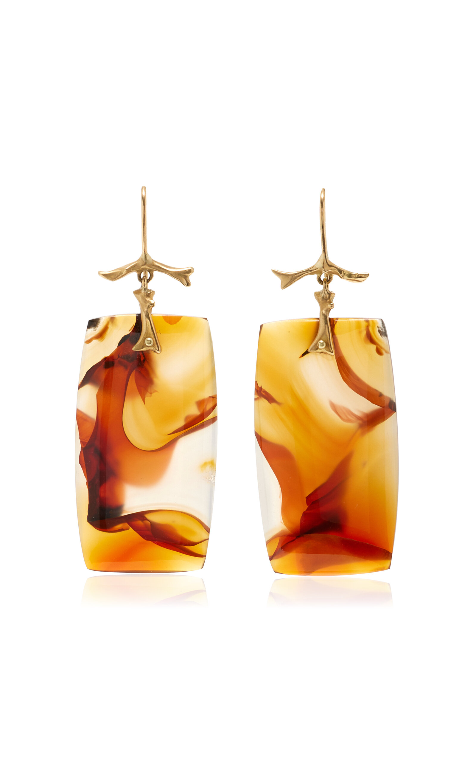 Annette Ferdinandsen 14k Gold Brazilian Agate Earrings In Brown