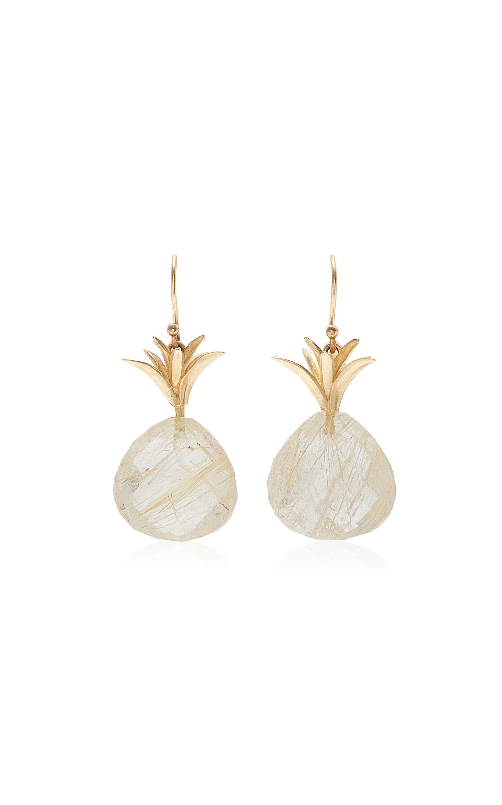Annette Ferdinandsen 14k Gold Rutilated Quartz Earrings In White