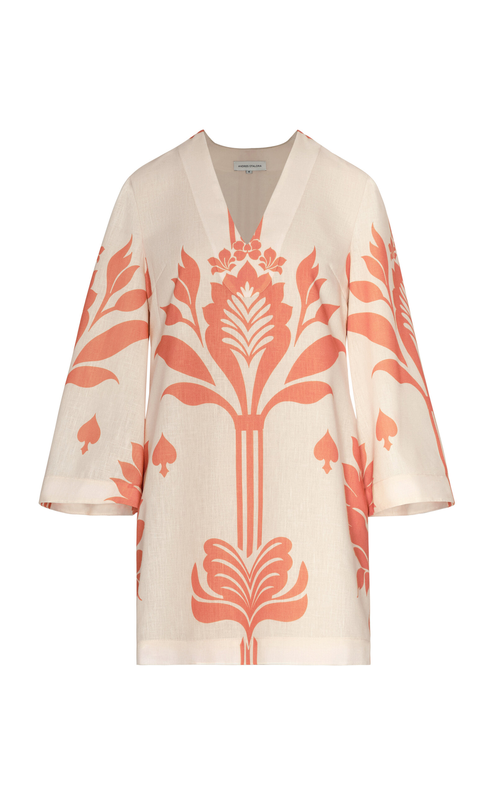 Andres Otalora Jaipur Printed Linen Mini Dress In Ivory