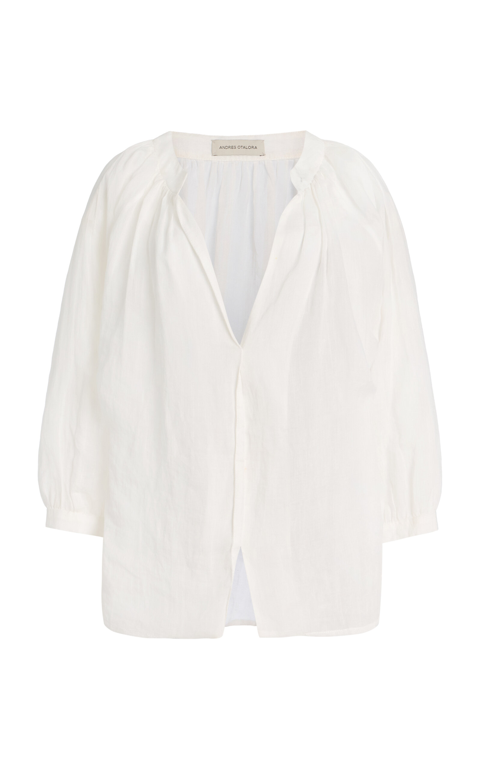 Andres Otalora Discretos Linen Top In Off-white