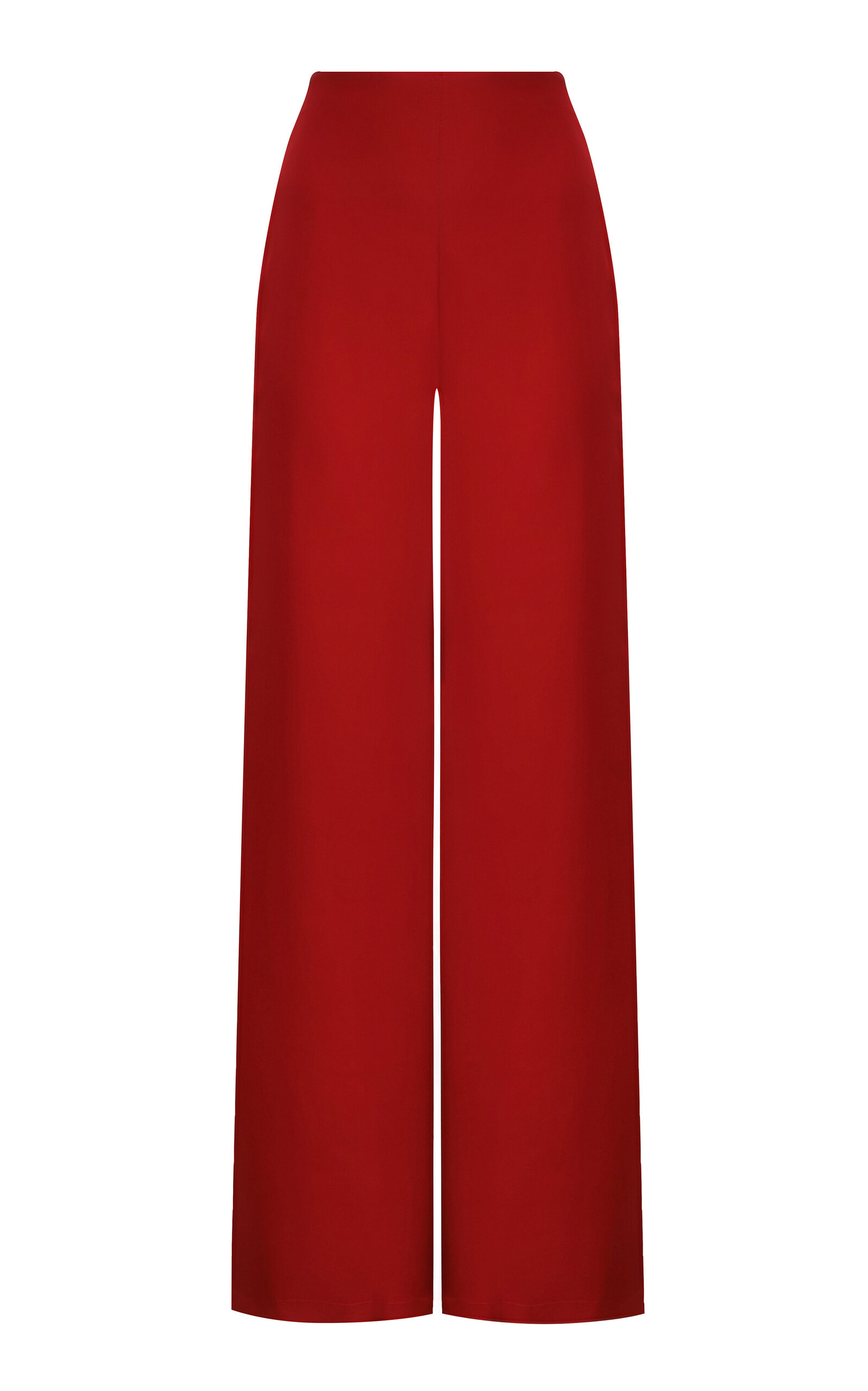 Andres Otalora Kali High-Waisted Chiffon Wide-Leg Pants - Red