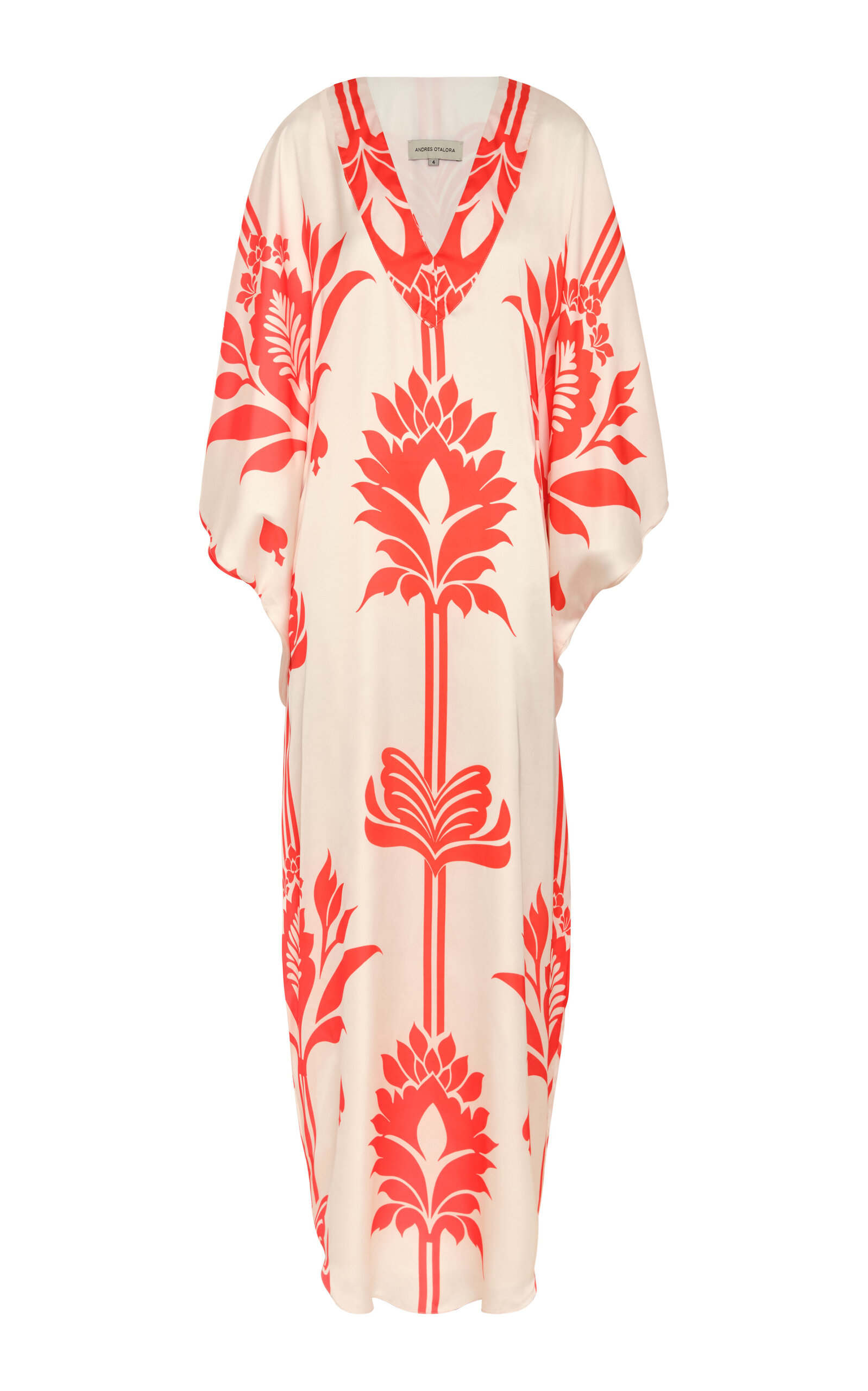 Andres Otalora Bidaee Printed Satin Caftan - Ivory - XS