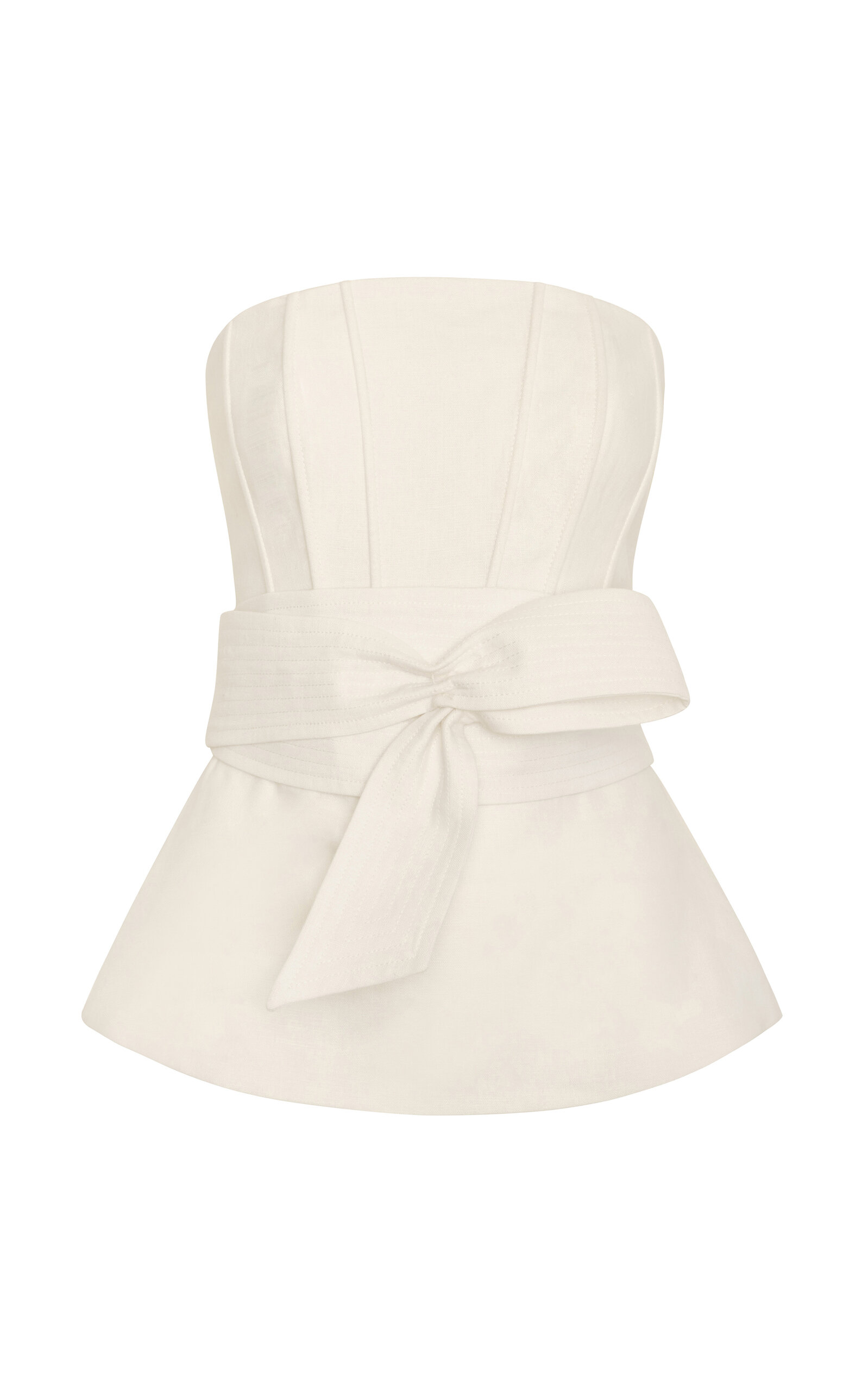 ANDRES OTALORA TUM BELTED LINEN STRAPLESS TOP