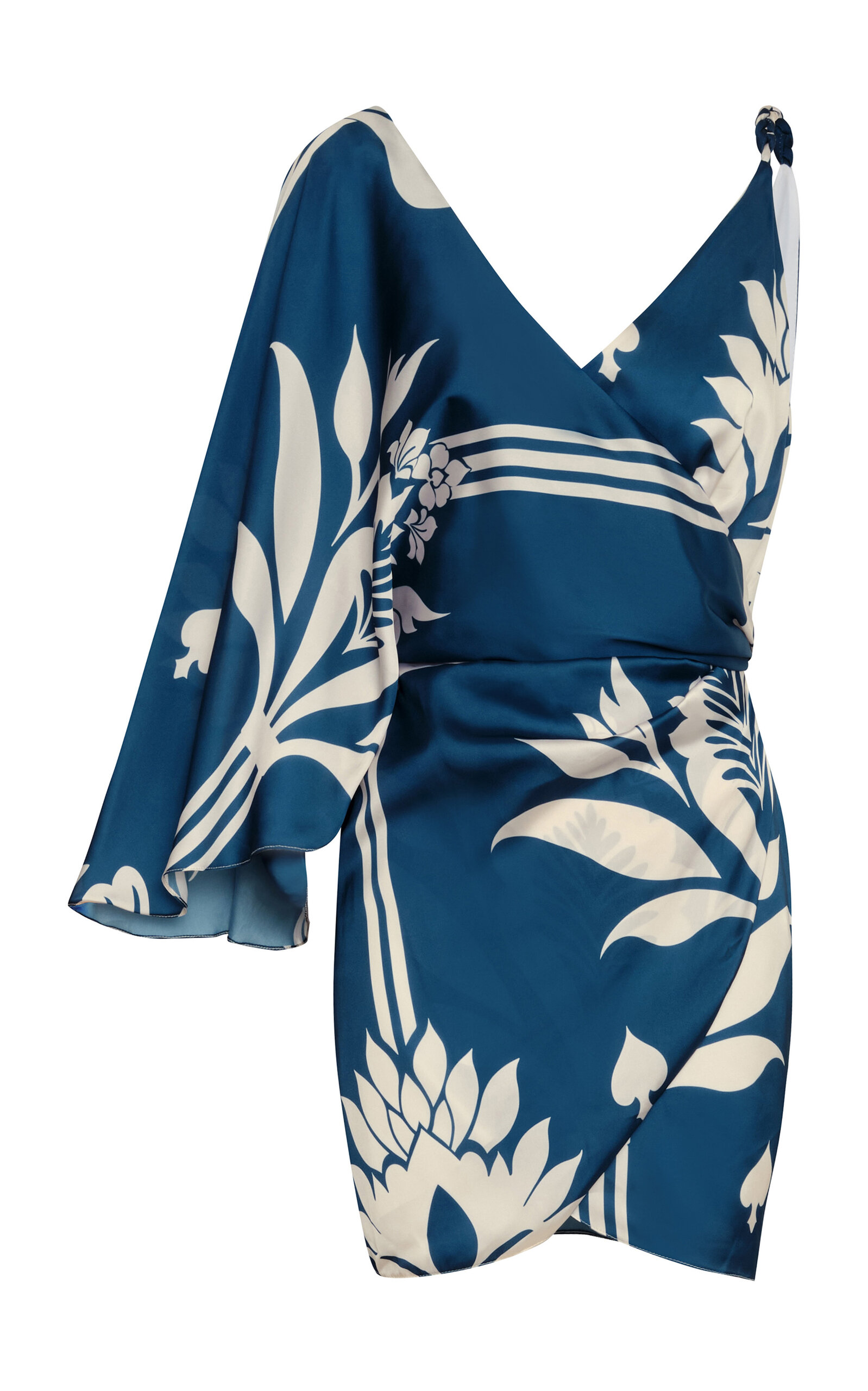 Andres Otalora Minee Asymmetric Satin Mini Dress In Navy