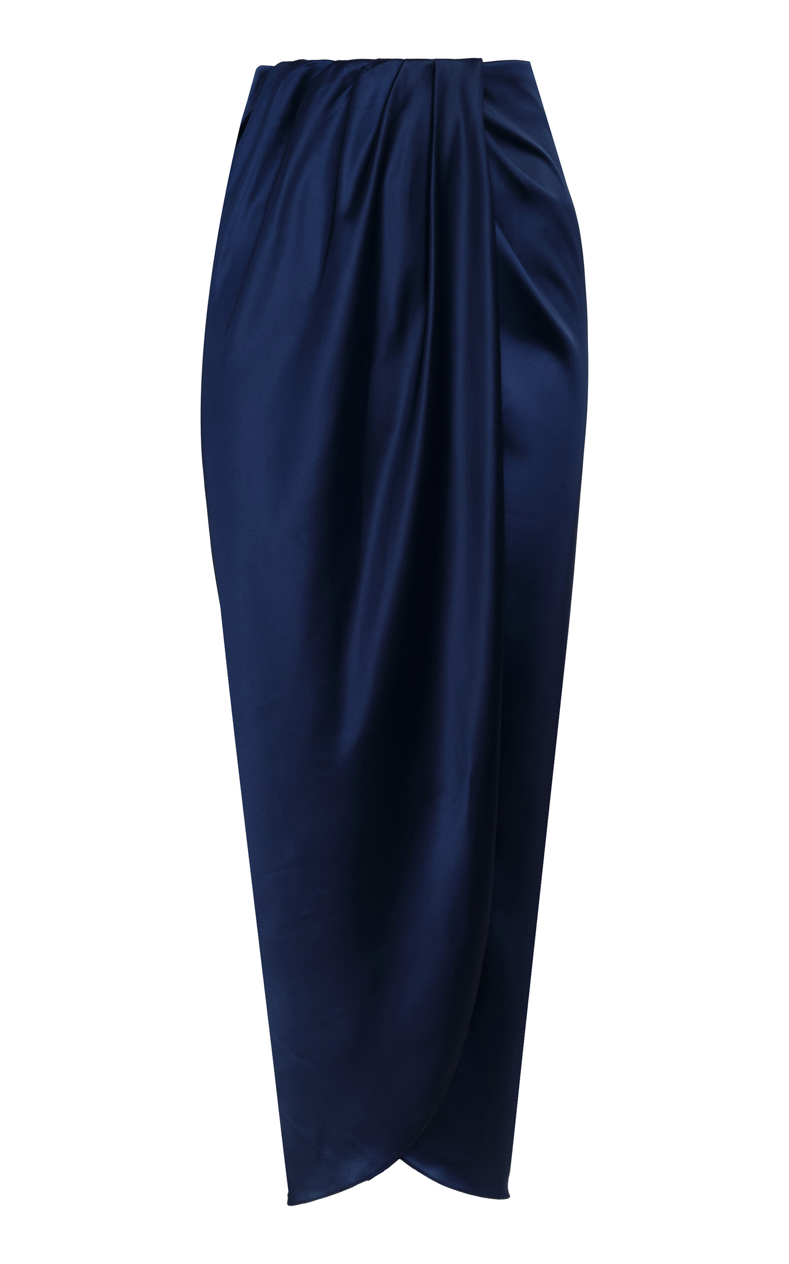 Memorias Draped Satin Midi Skirt