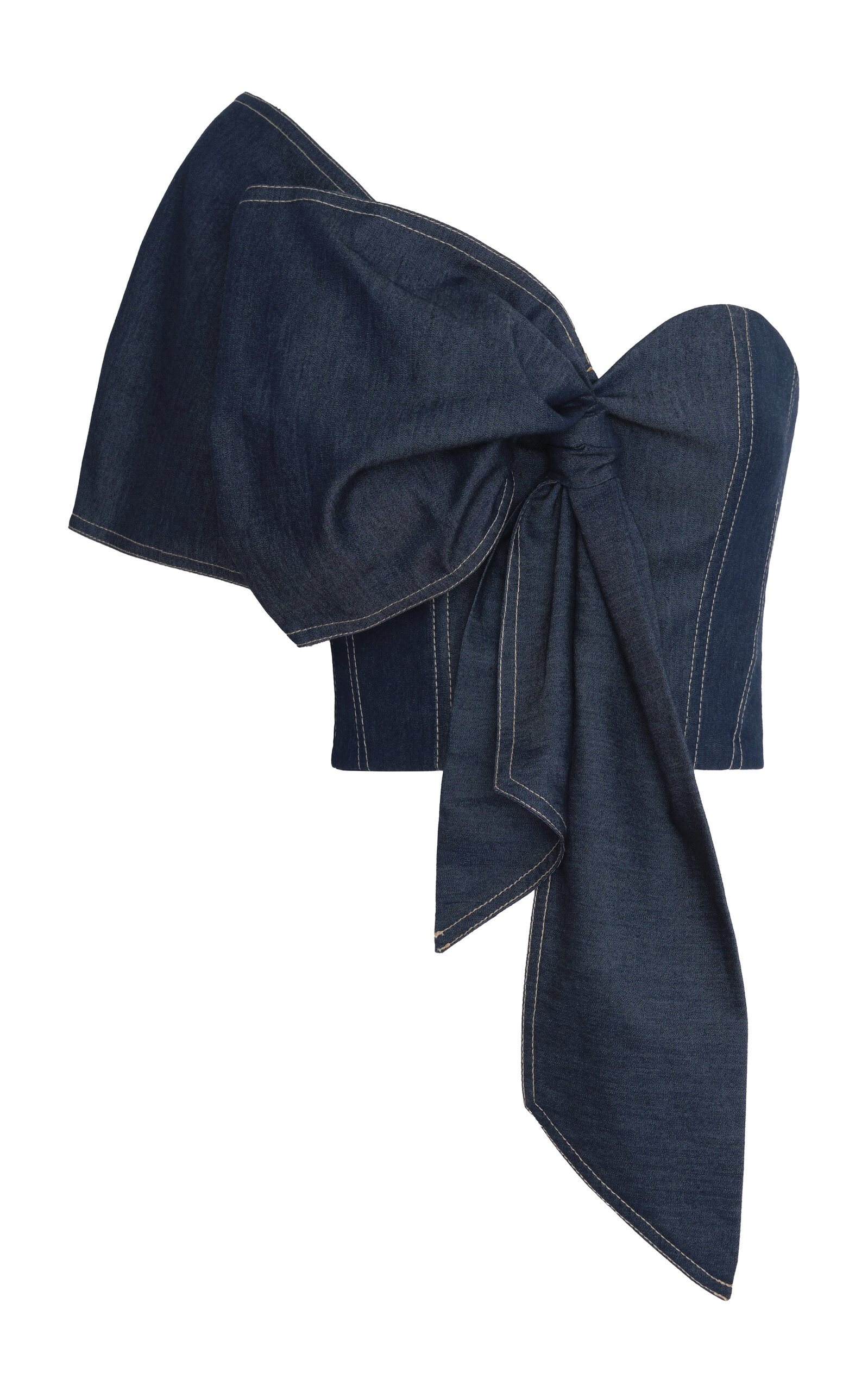 Andres Otalora Verte Más Asymmetric Tencel Denim Top - Navy - Women's Clothing