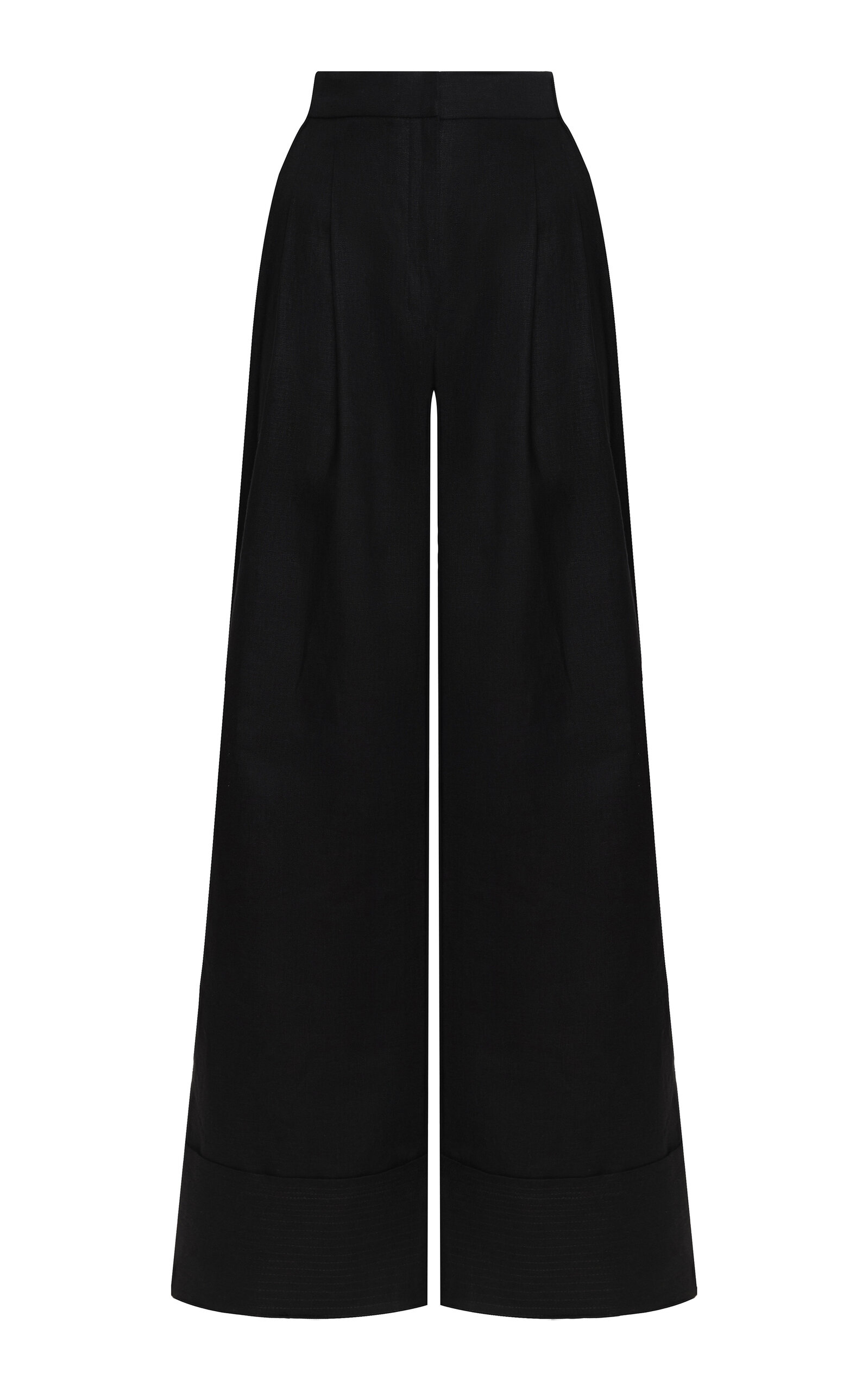 Andres Otalora Encontrarte High-Rise Linen Flare Pants - Black