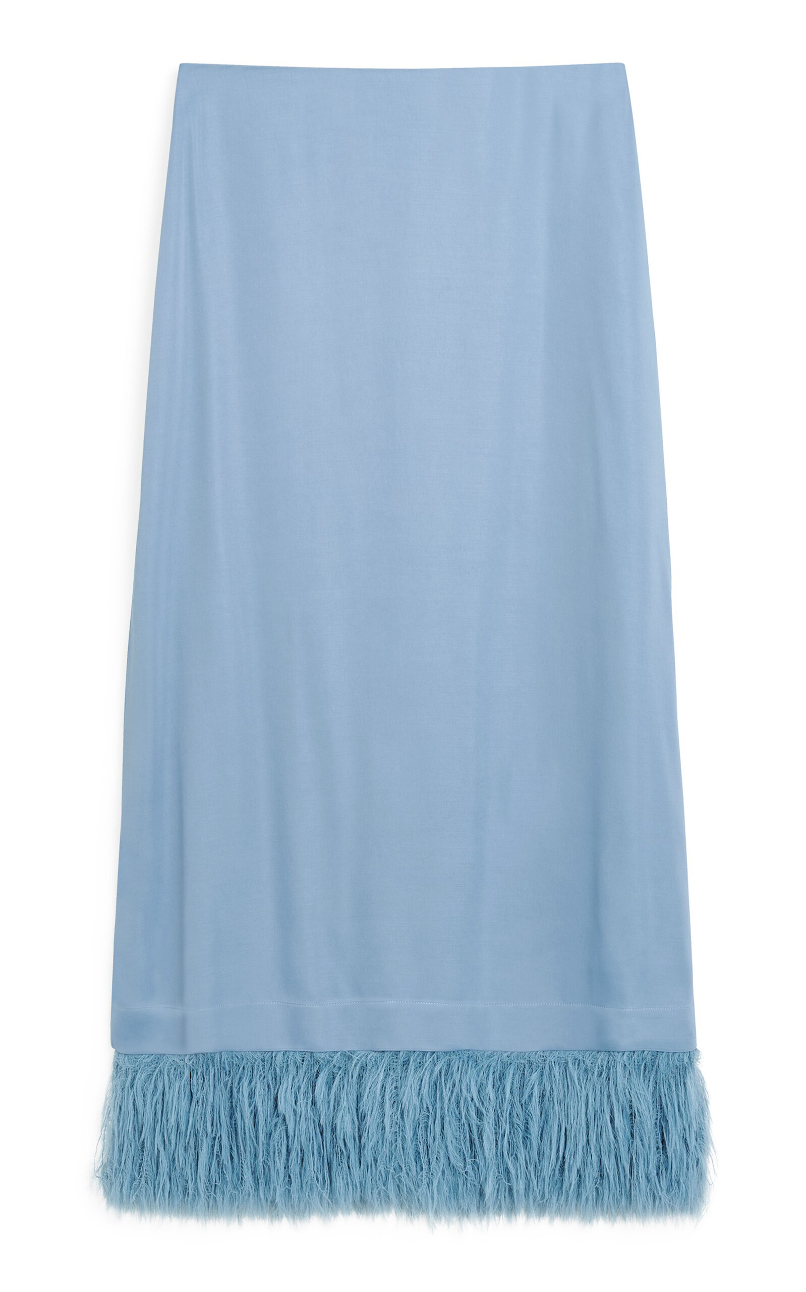By Malene Birger Palomie Feather-Trimmed Crepe Maxi Skirt - Blue