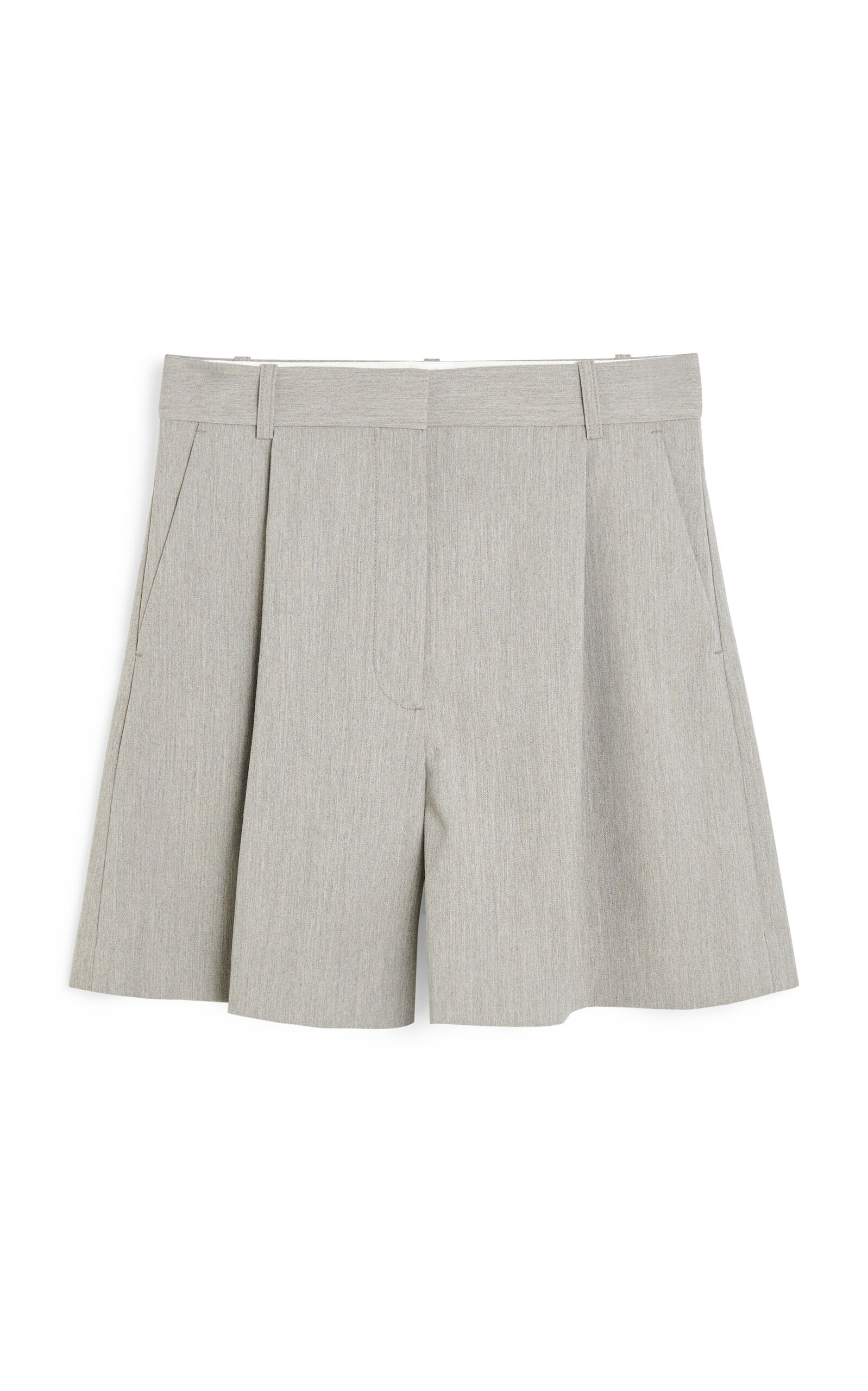 Shop By Malene Birger Poville Crepe Suiting Shorts In Light Grey