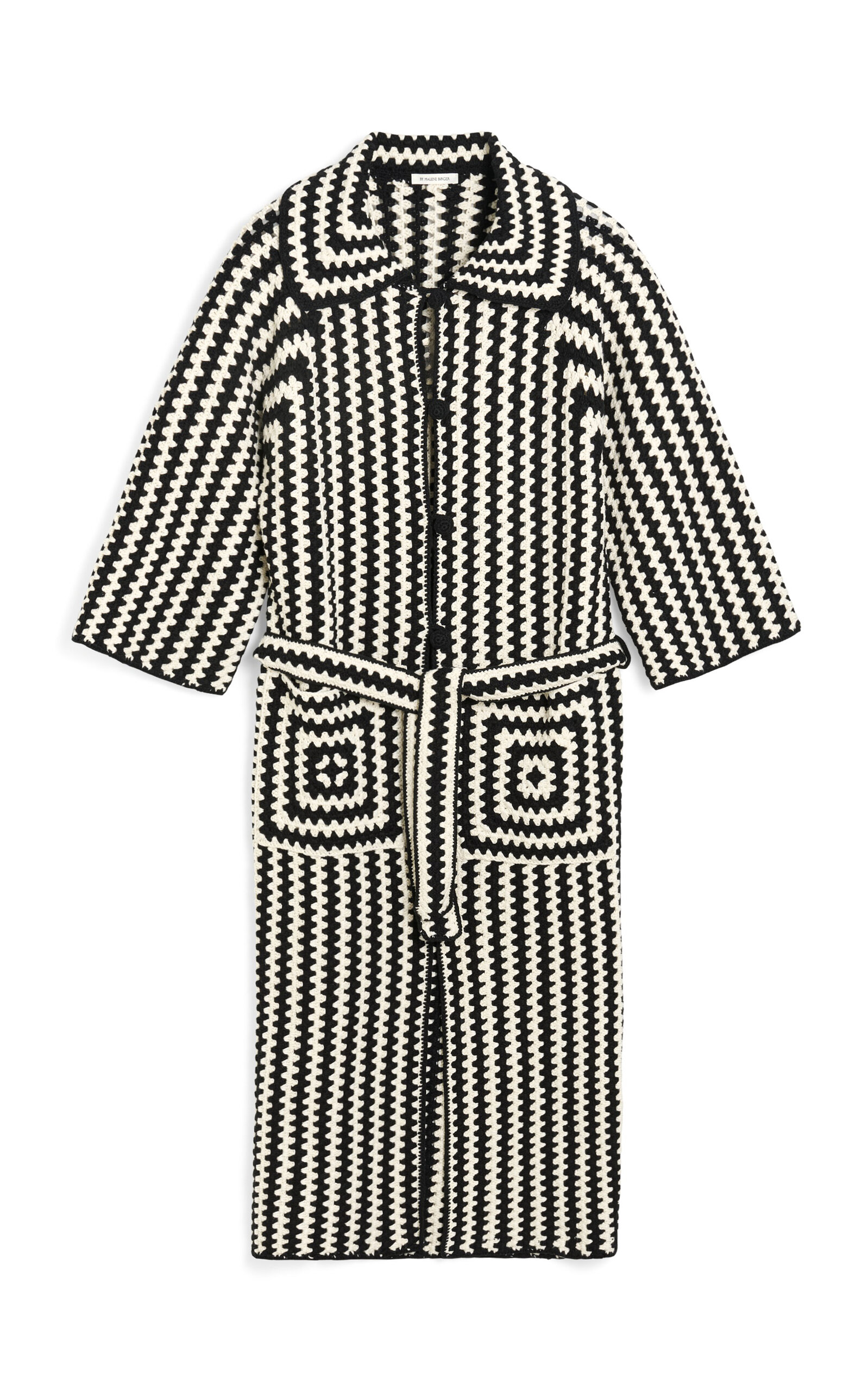 By Malene Birger Dina Crocheted Organic Cotton Cardigan In Black,white