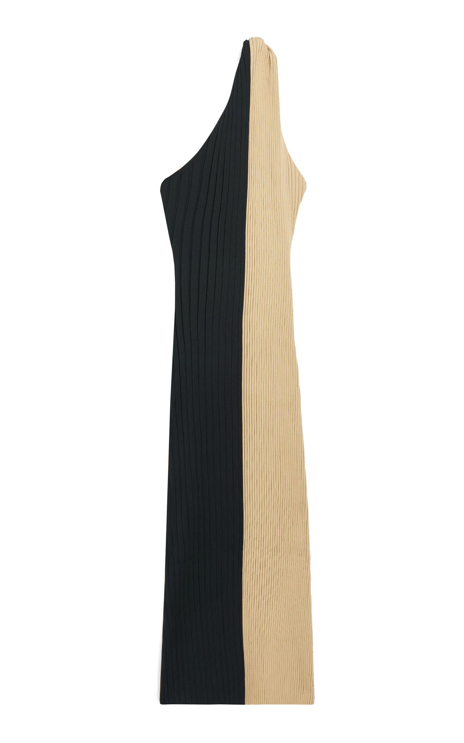 By Malene Birger Noto Asymmetric Ribbed-knit Maxi Dress In Multi