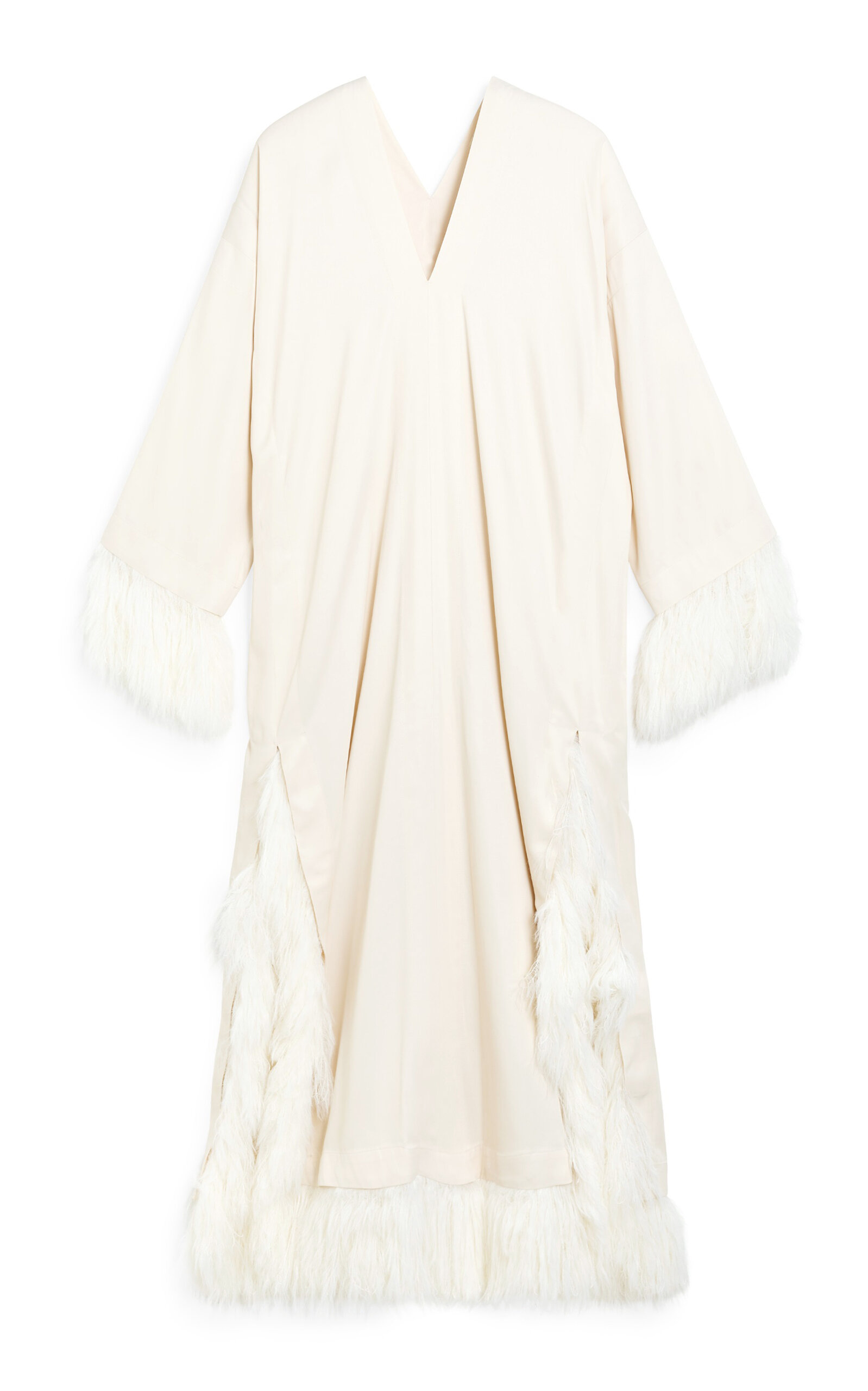By Malene Birger Clarrie Feather-trimmed Crepe Maxi Dress In Off-white