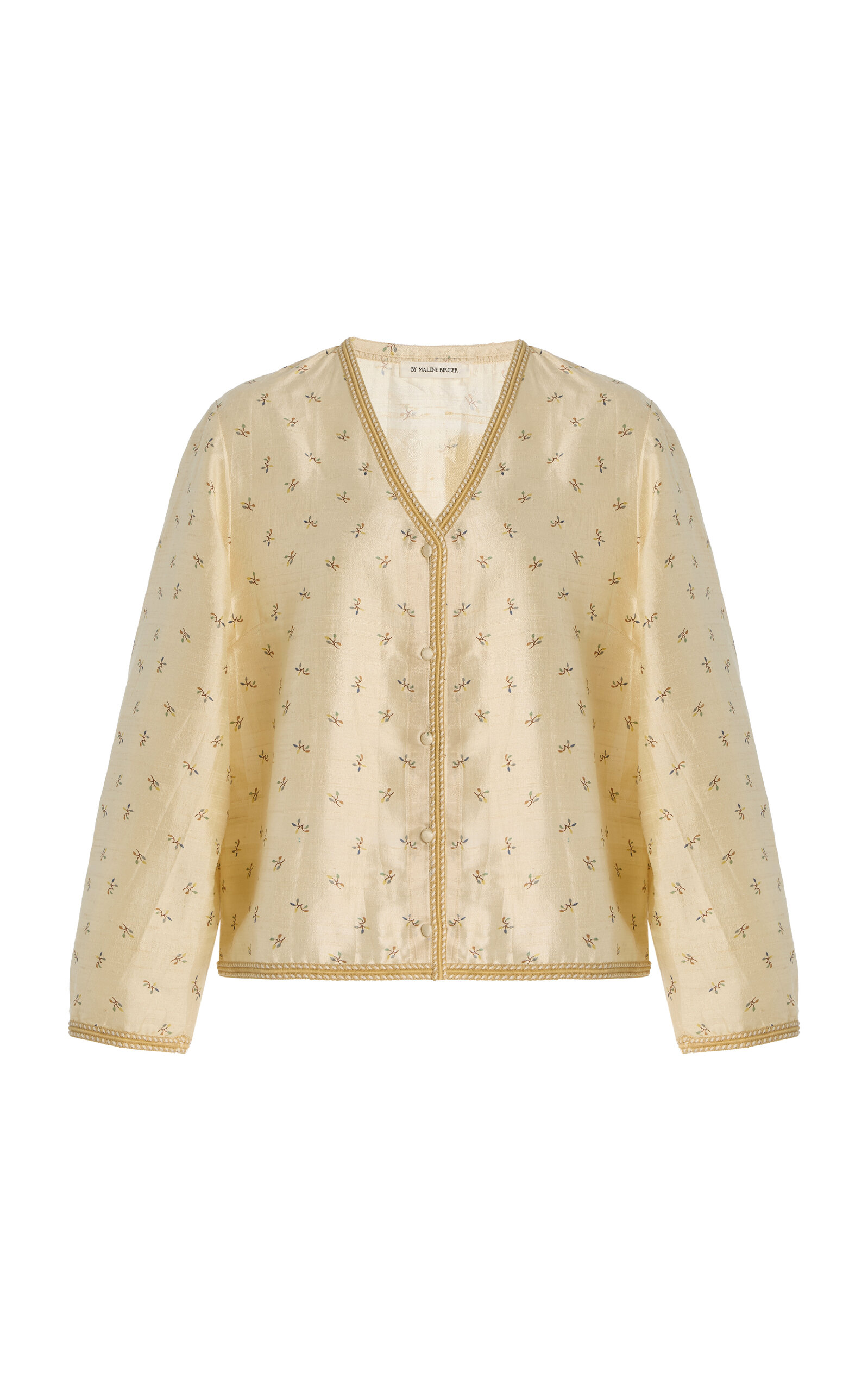 By Malene Birger Mineas Printed Silk Top In Off-white