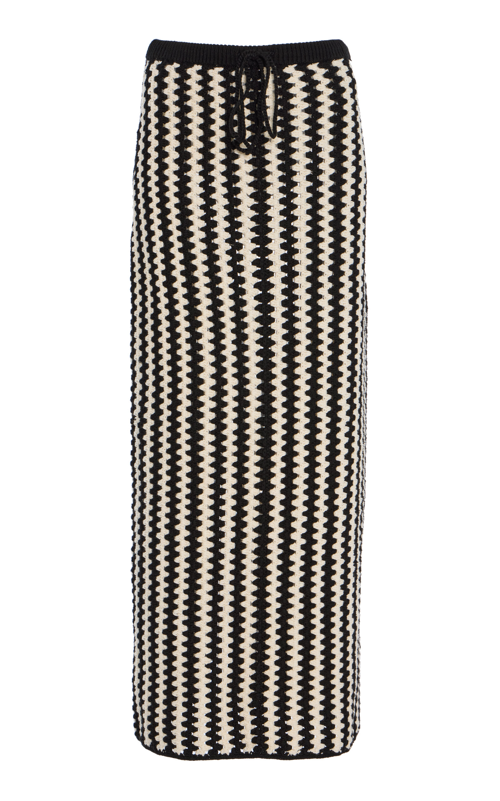 By Malene Birger Raze Crocheted Organic Cotton Midi Skirt In Black,white