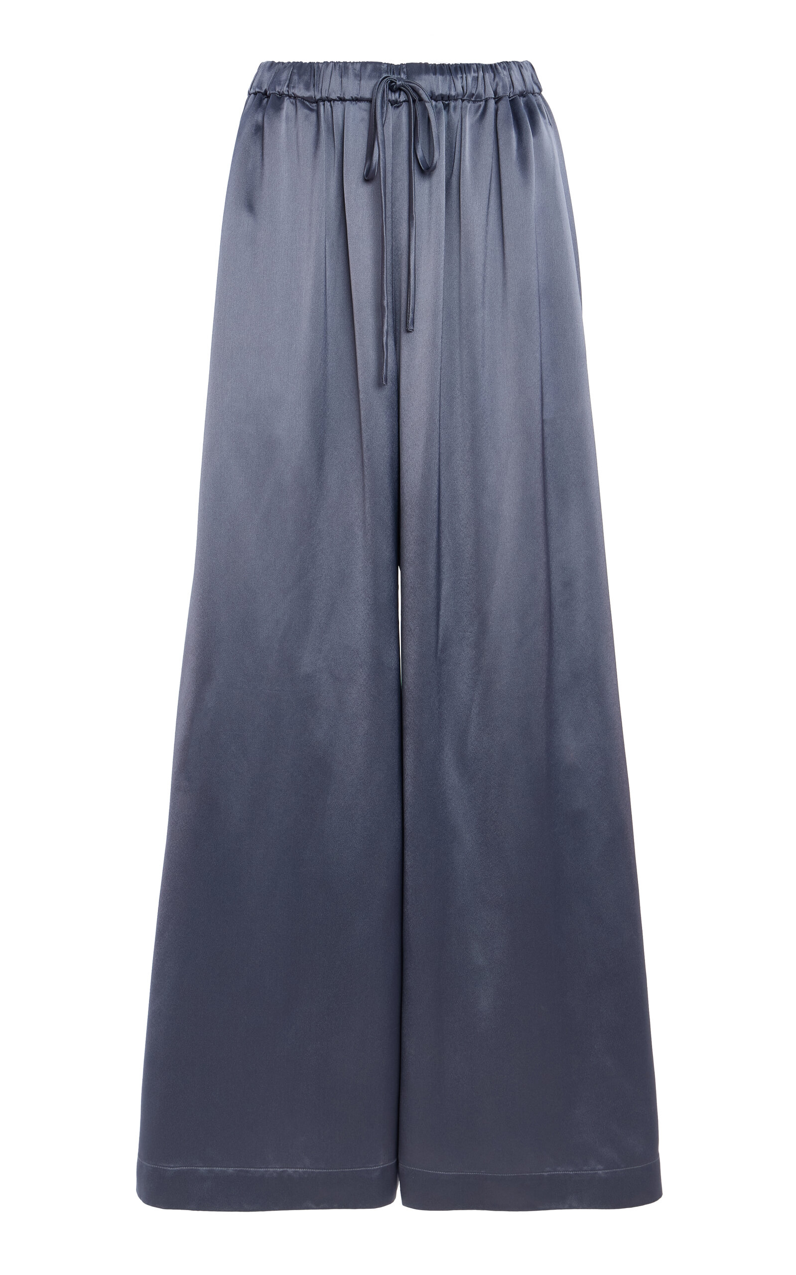 Shop By Malene Birger Clorella Satin Wide-leg Pants In Blue