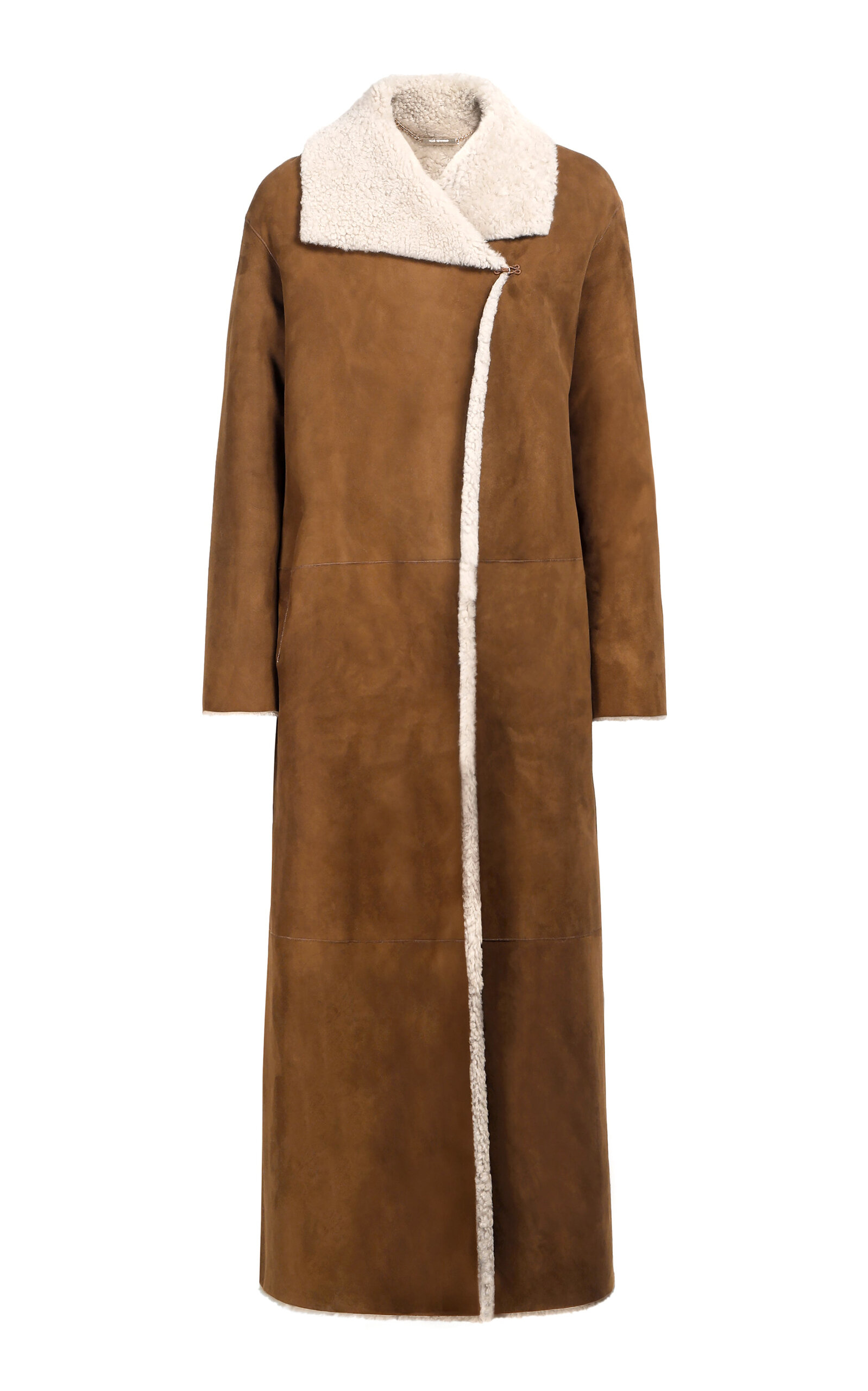 Nour Hammour Birthday Shearling-Trimmed Leather Coat - Brown