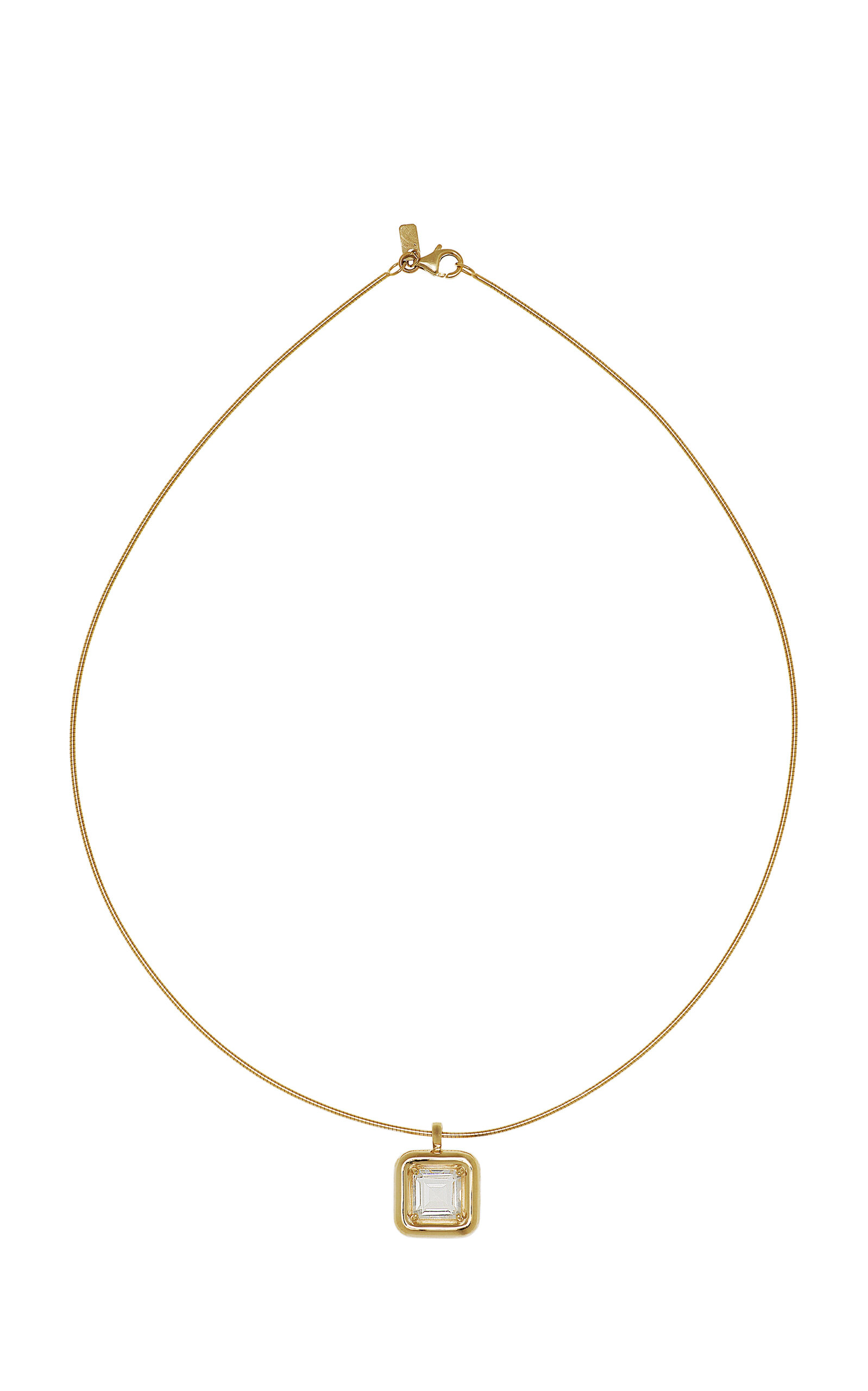 9K Yellow Gold Crystal Pendant Necklace