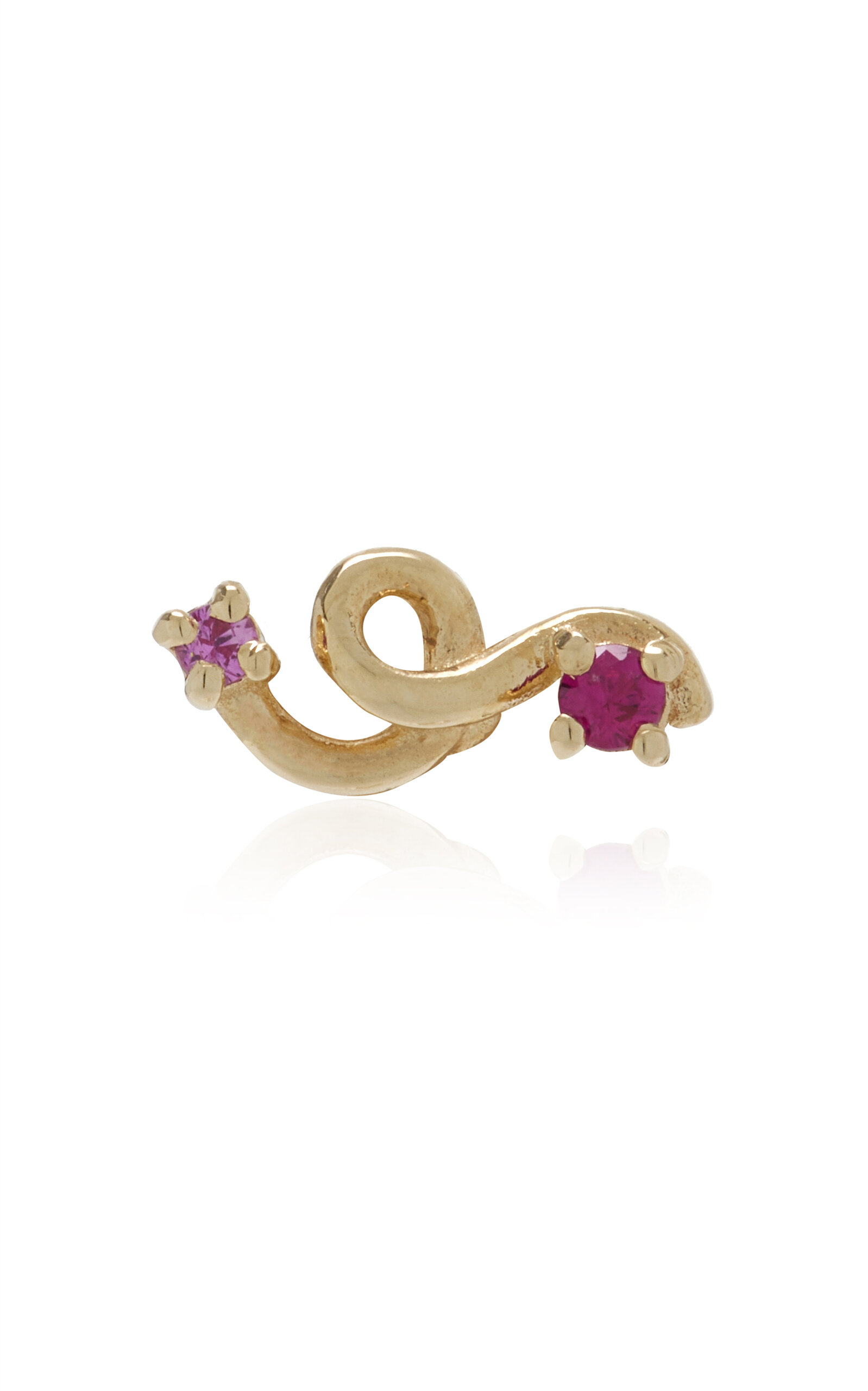 Bea Bongiasca Mini Loop 9k Yellow Gold Ruby; Sapphire Single Earring In Gold
