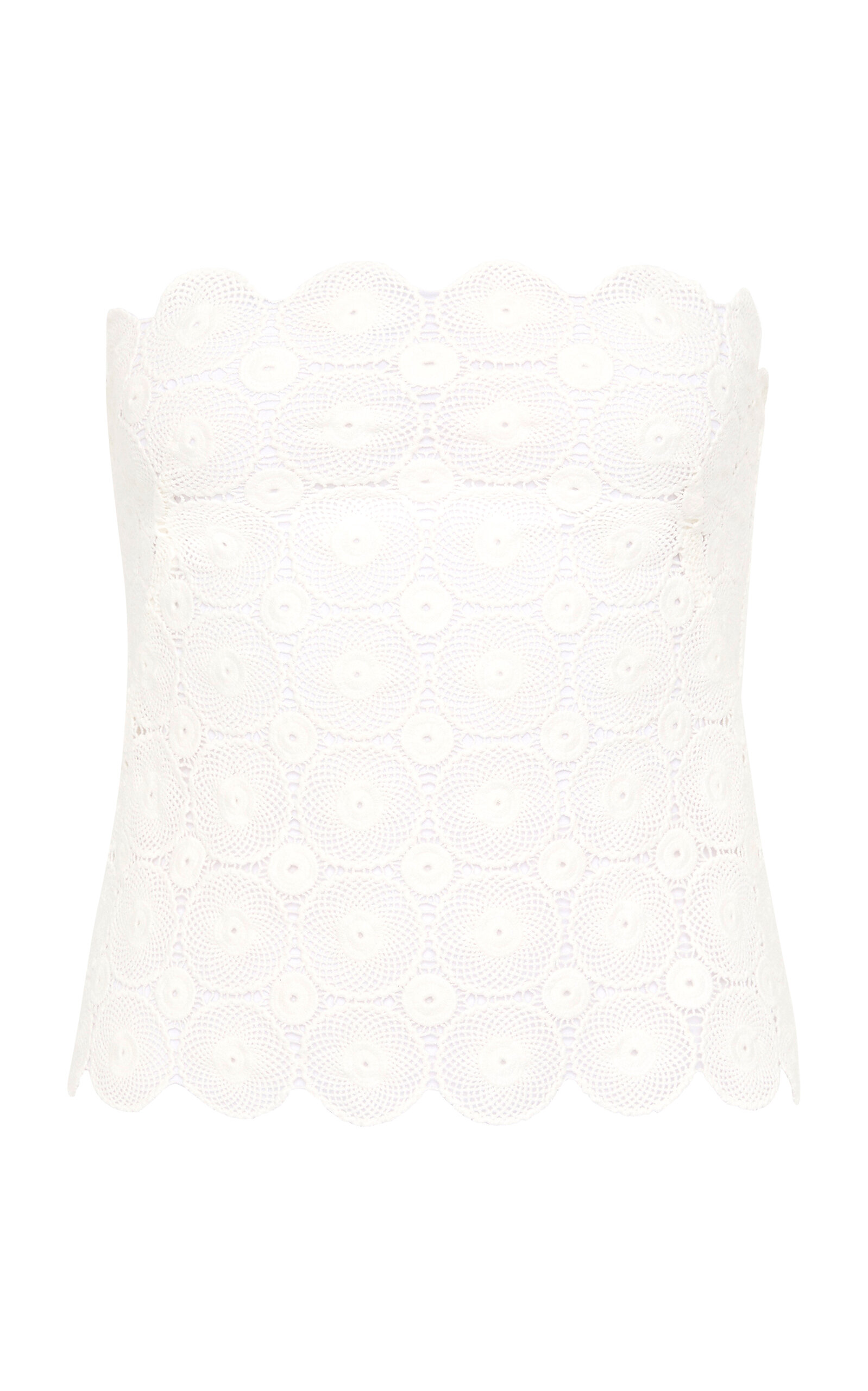 St Agni Crocheted Organic Cotton Strapless Top In White