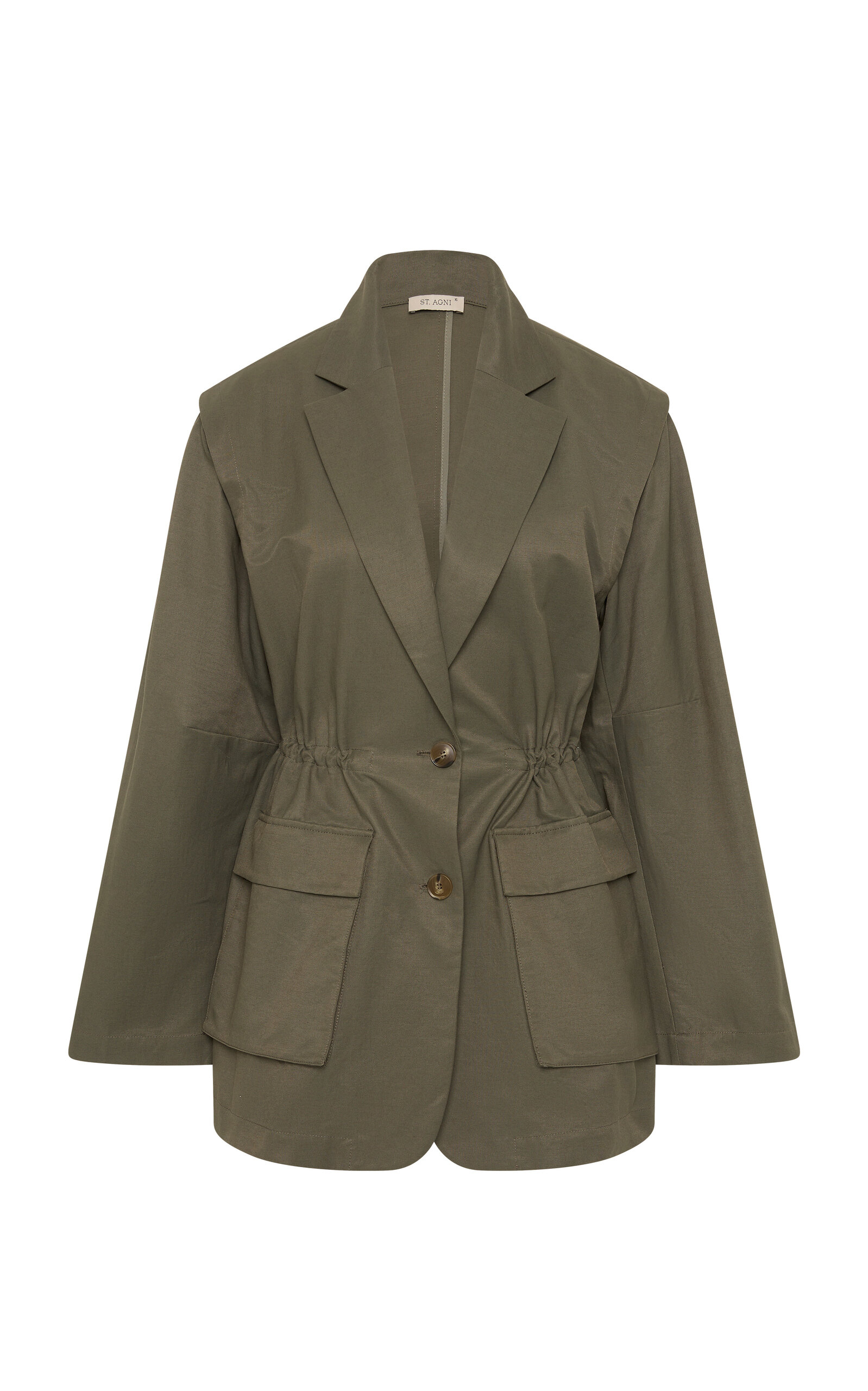 St. Agni Oversized Cotton-Blend Utility Blazer - Green