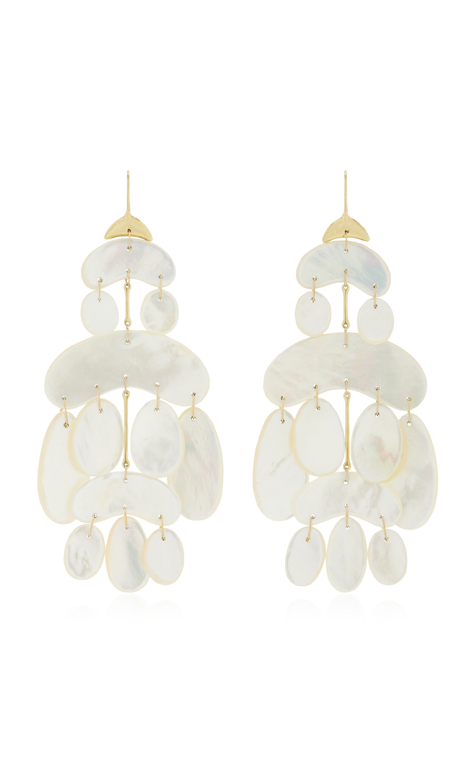 Ten Thousand Things - 18K Yellow Gold Mother of Pearl Chandelier Earrings - White - OS - Moda Operandi - Gifts For Her
