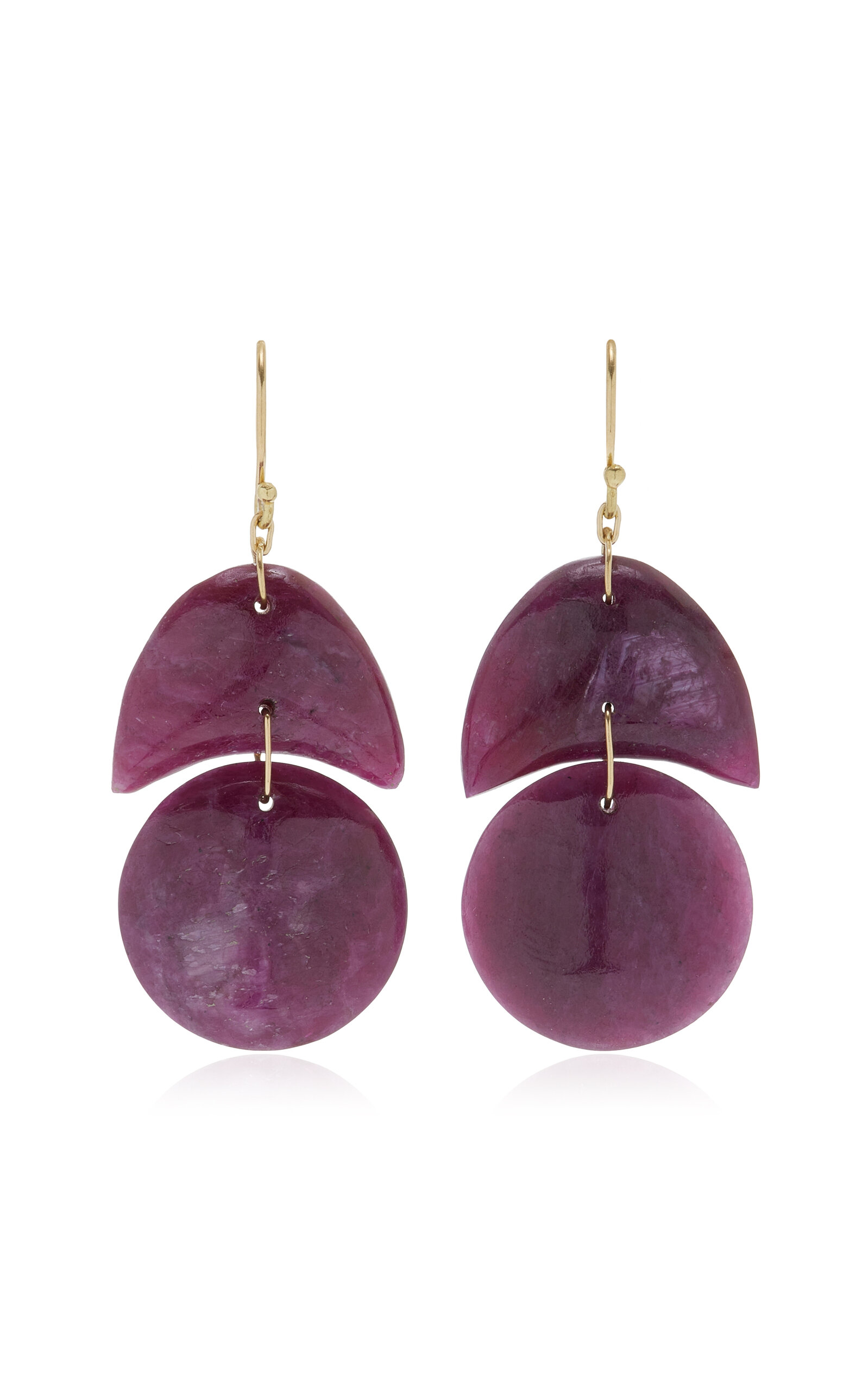 Ten Thousand Things Tiny Arp 18k Yellow Gold Ruby Earrings In Red