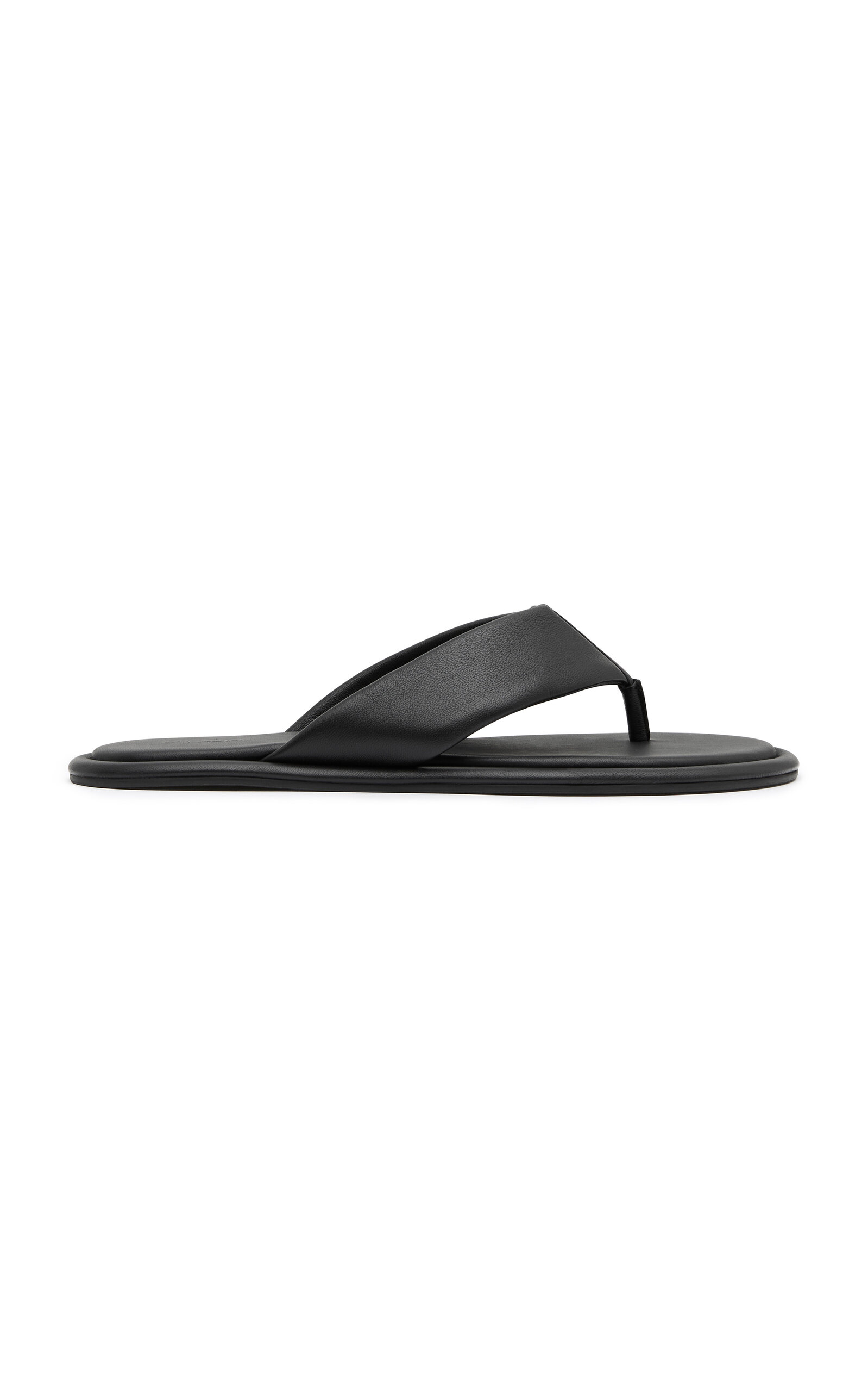 St Agni Soft Leather Thong Slides In Black