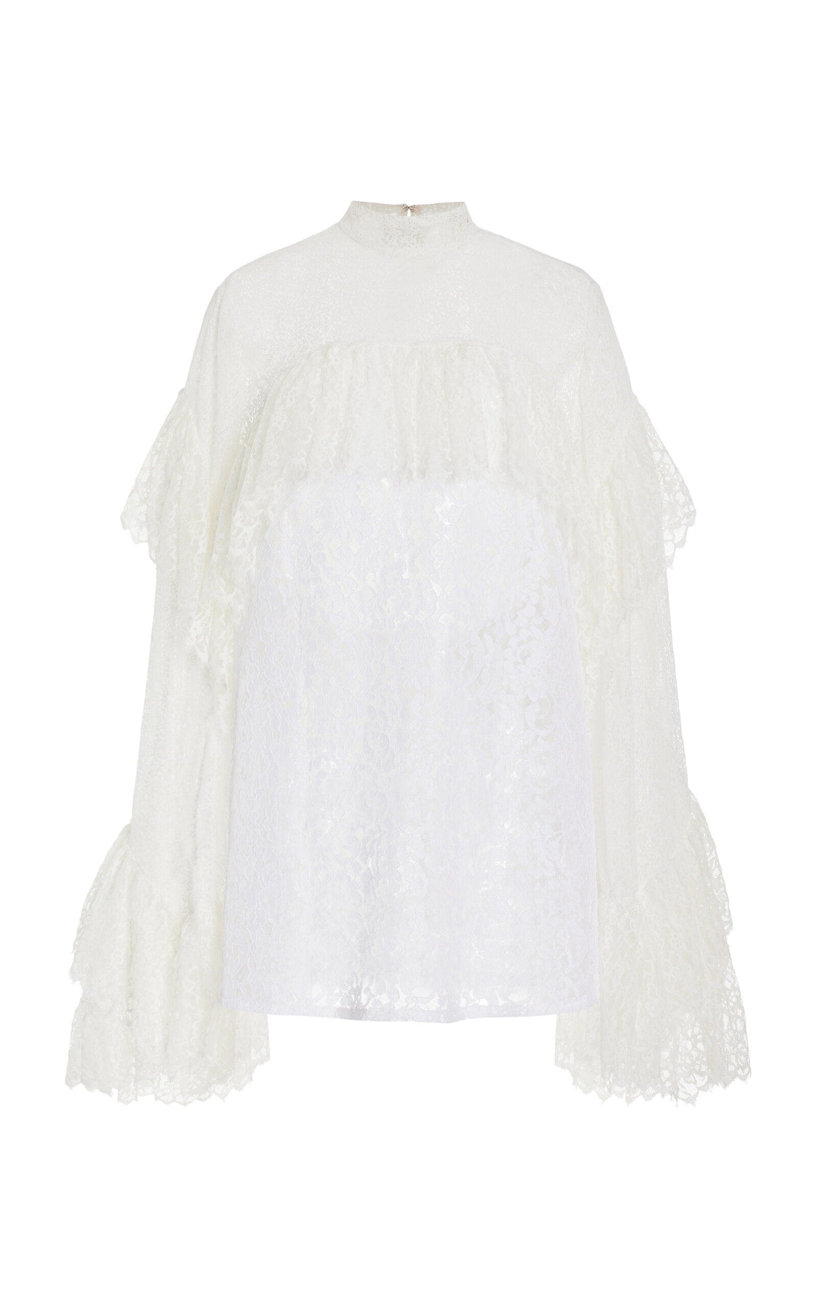 FRANÇOISE Exclusive Carine Ruffled Lace Top - White