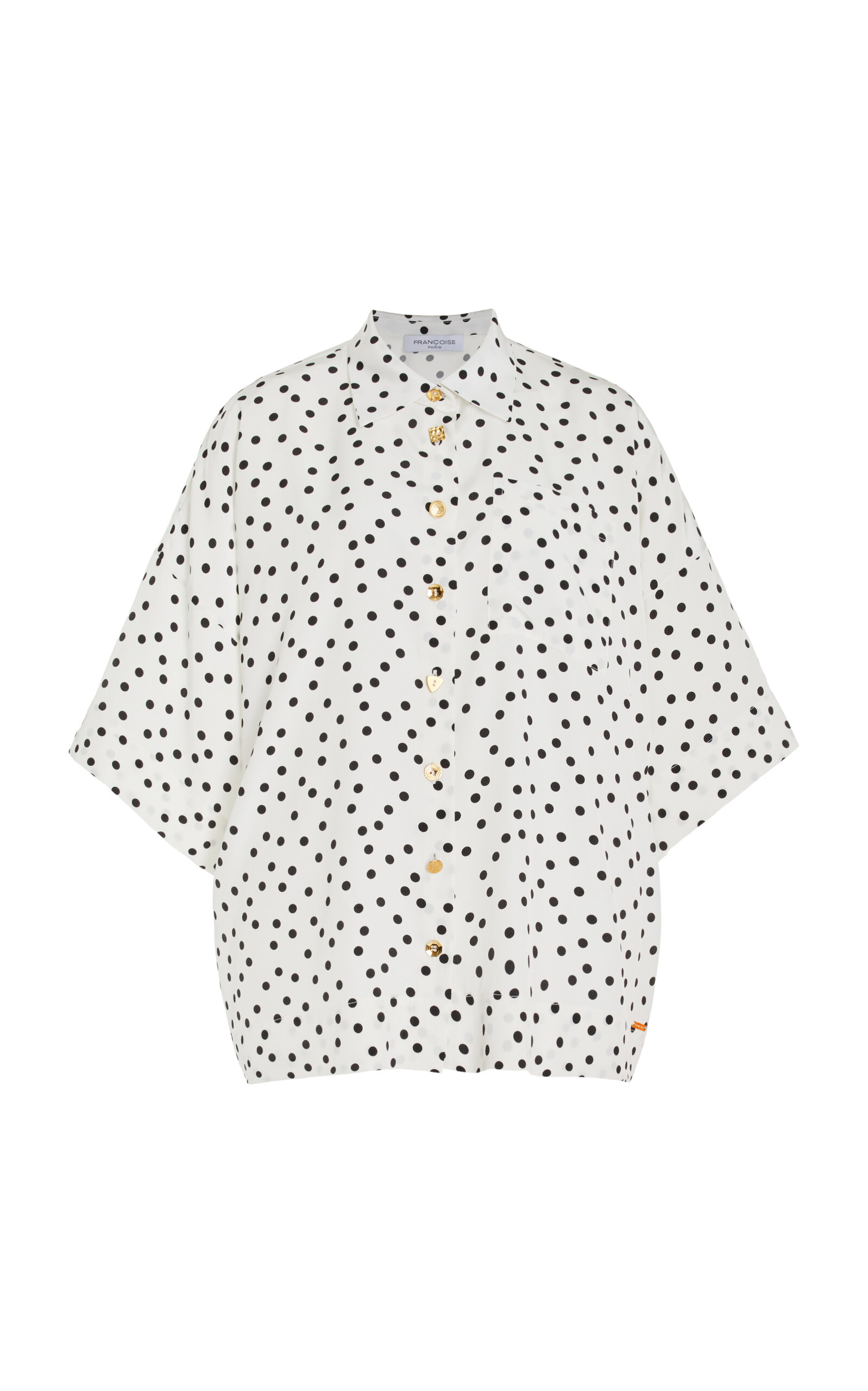 FRANÇOISE Exclusive Zaoua Polka-Dot Silk Shirt - Black/white