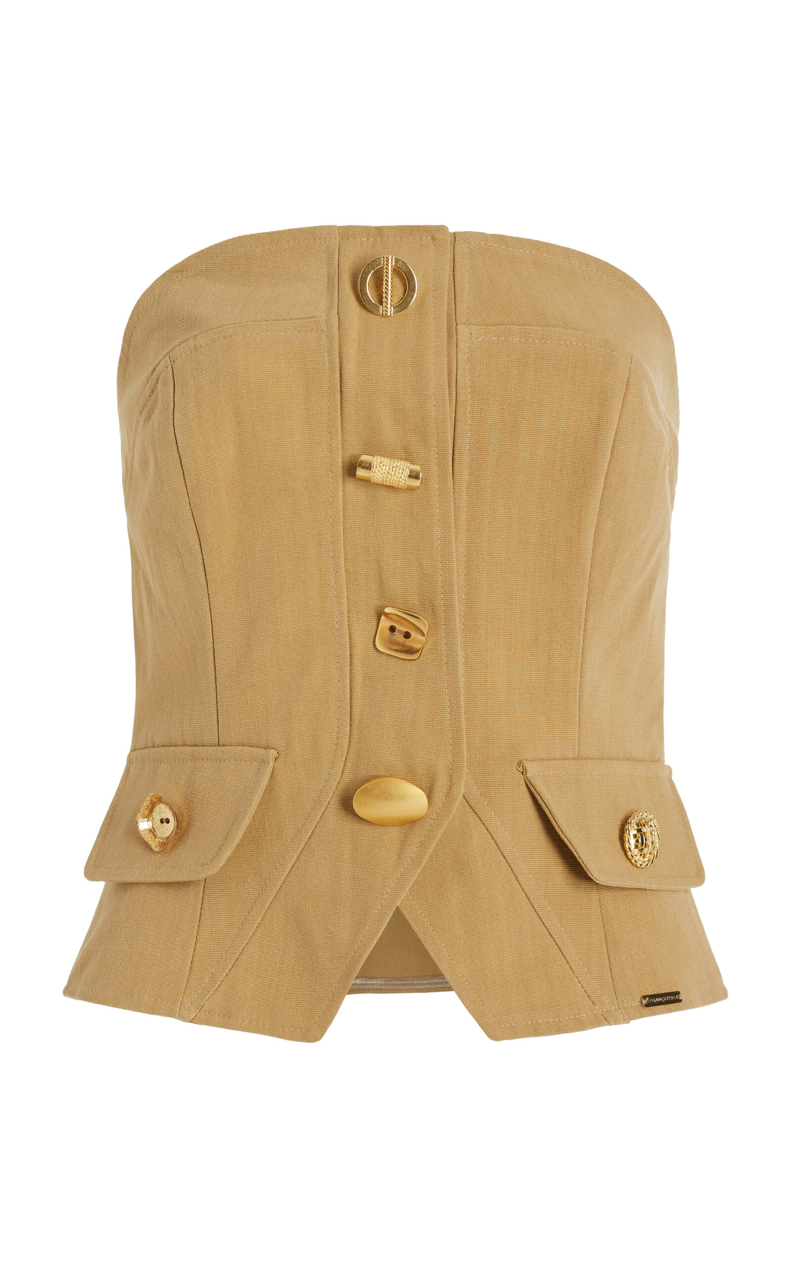 FRANÇOISE Exclusive Bijou Buttoned Cotton Gabardine Strapless Vest