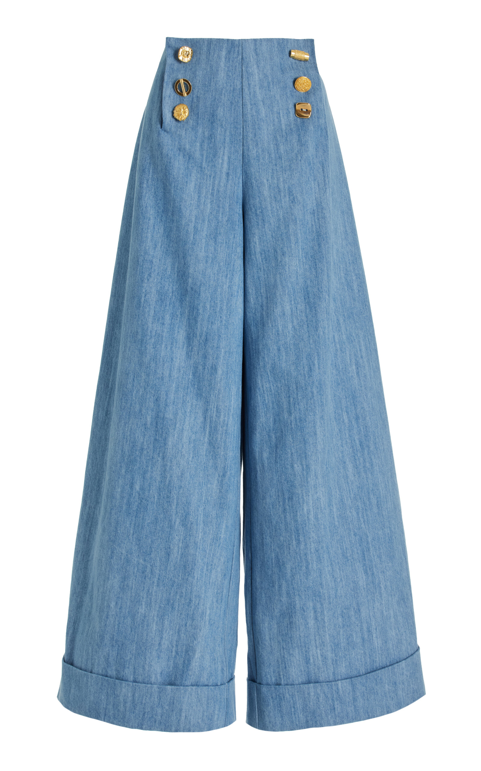 FRANCOISE EXCLUSIVE BIJOU DENIM HIGH-WAIST WIDE-LEG PANTS 
