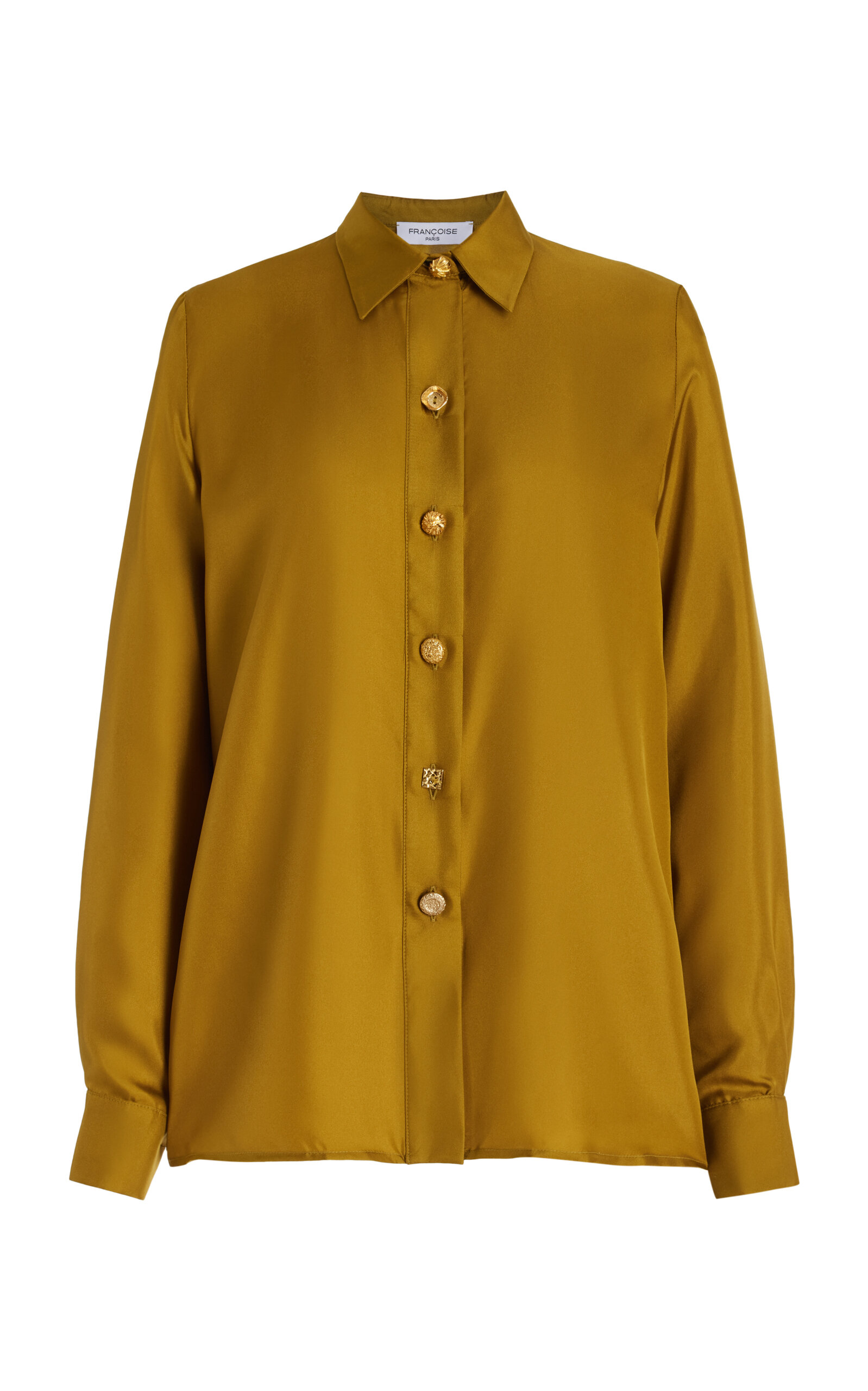 FRANÇOISE Exclusive Constance Silk Satin Shirt - Gold