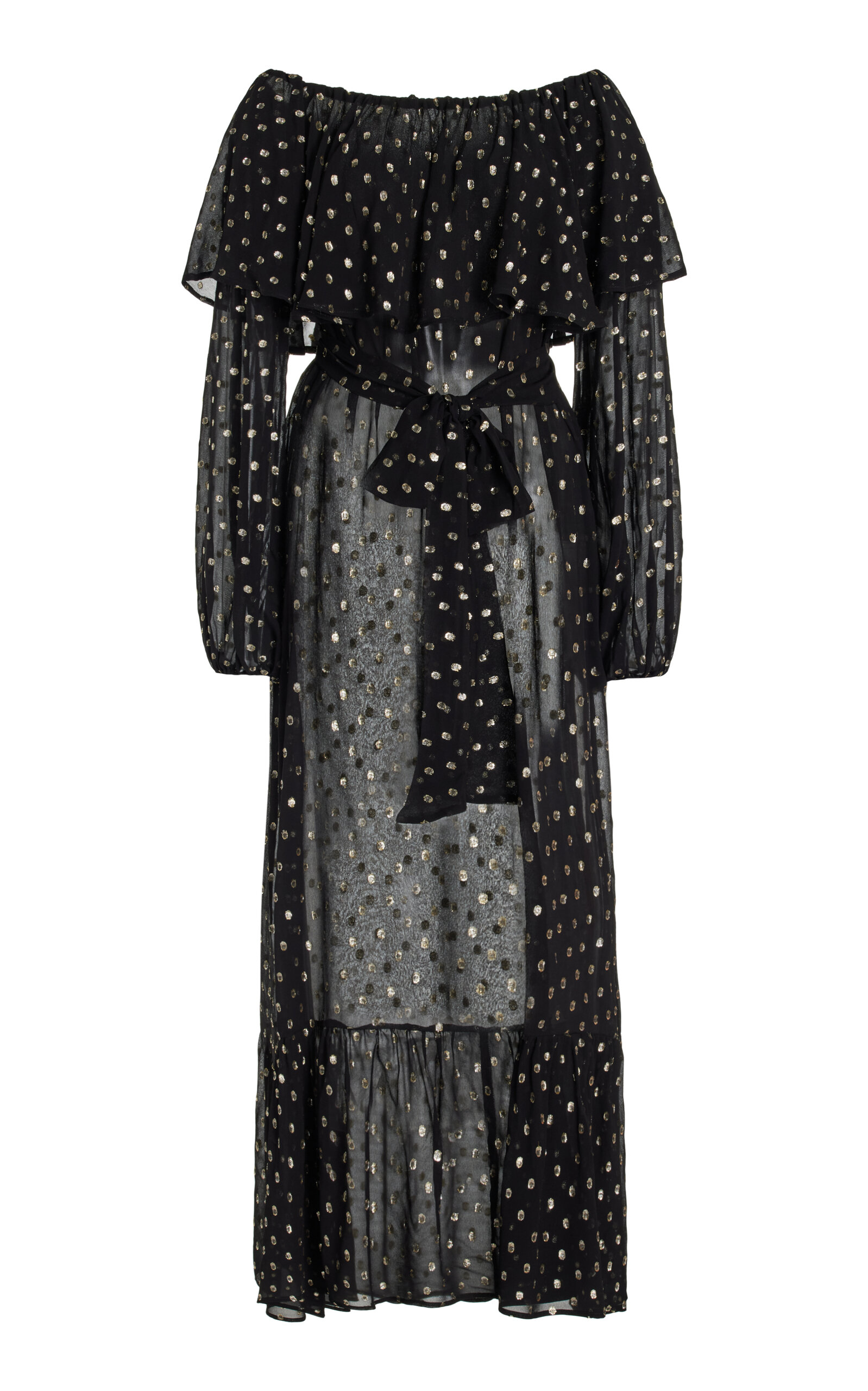 FRANÇOISE Exclusive Mila Off-The-Shoulder Crepe Jacquard Maxi Dress - Black