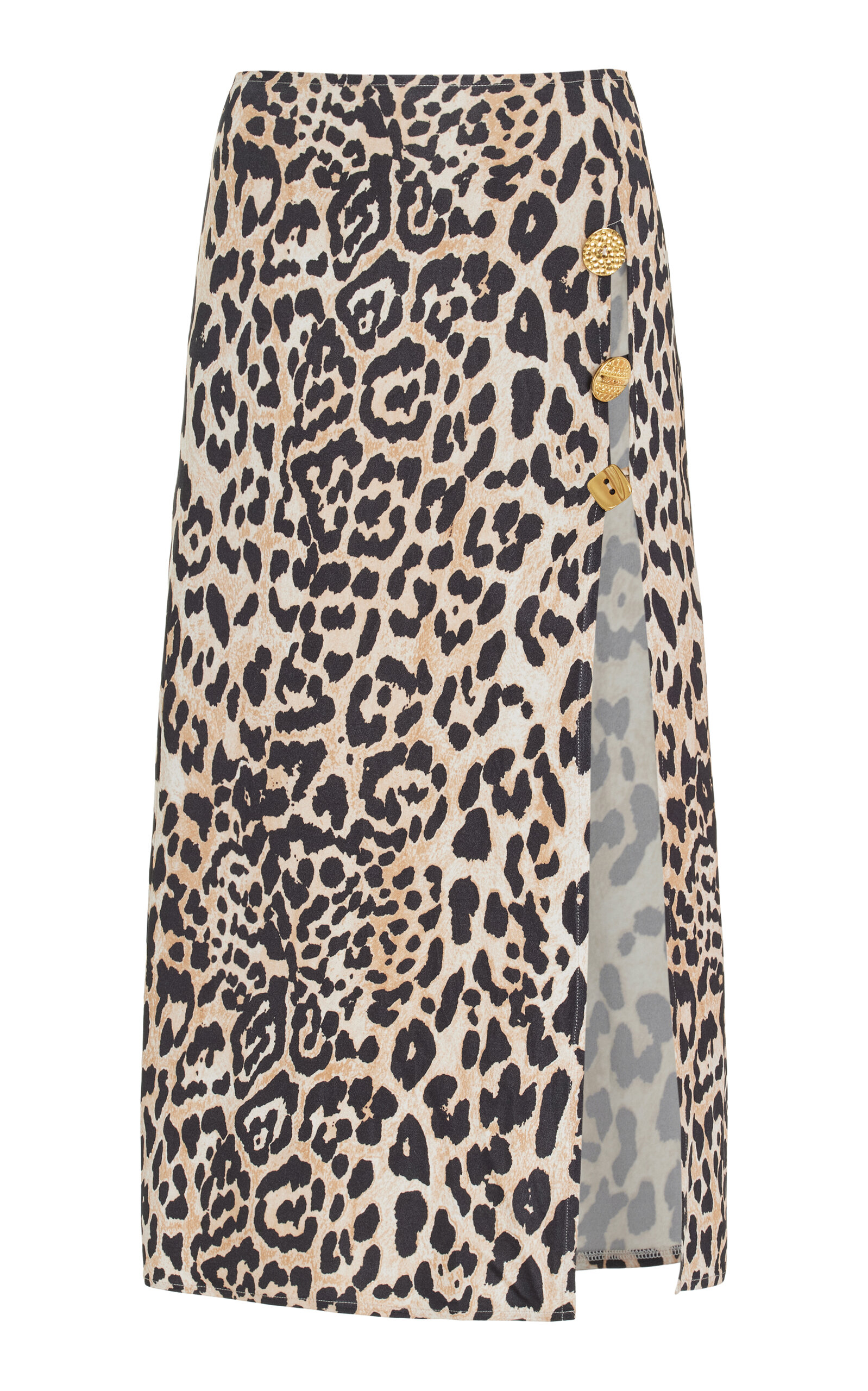 FRANÇOISE Exclusive Emanuelle Buttoned Leopard-Print Midi Skirt - Animal