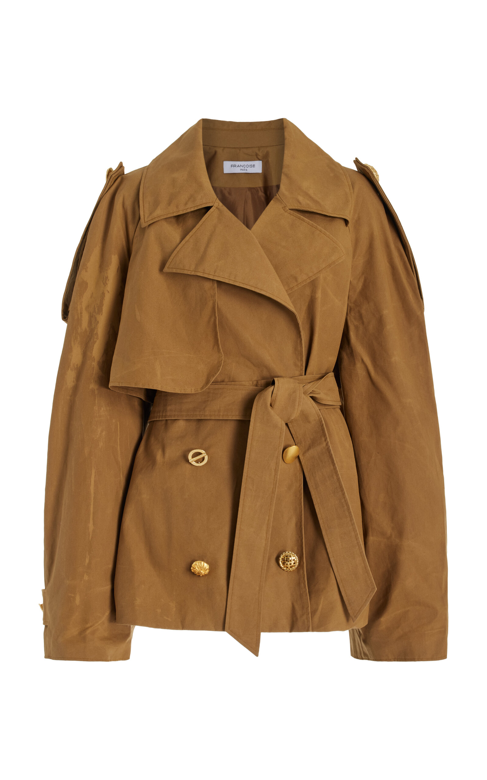 FRANÇOISE Exclusive Gabi Cropped Cotton Gabardine Trench Coat - Khaki - Women's Clothing