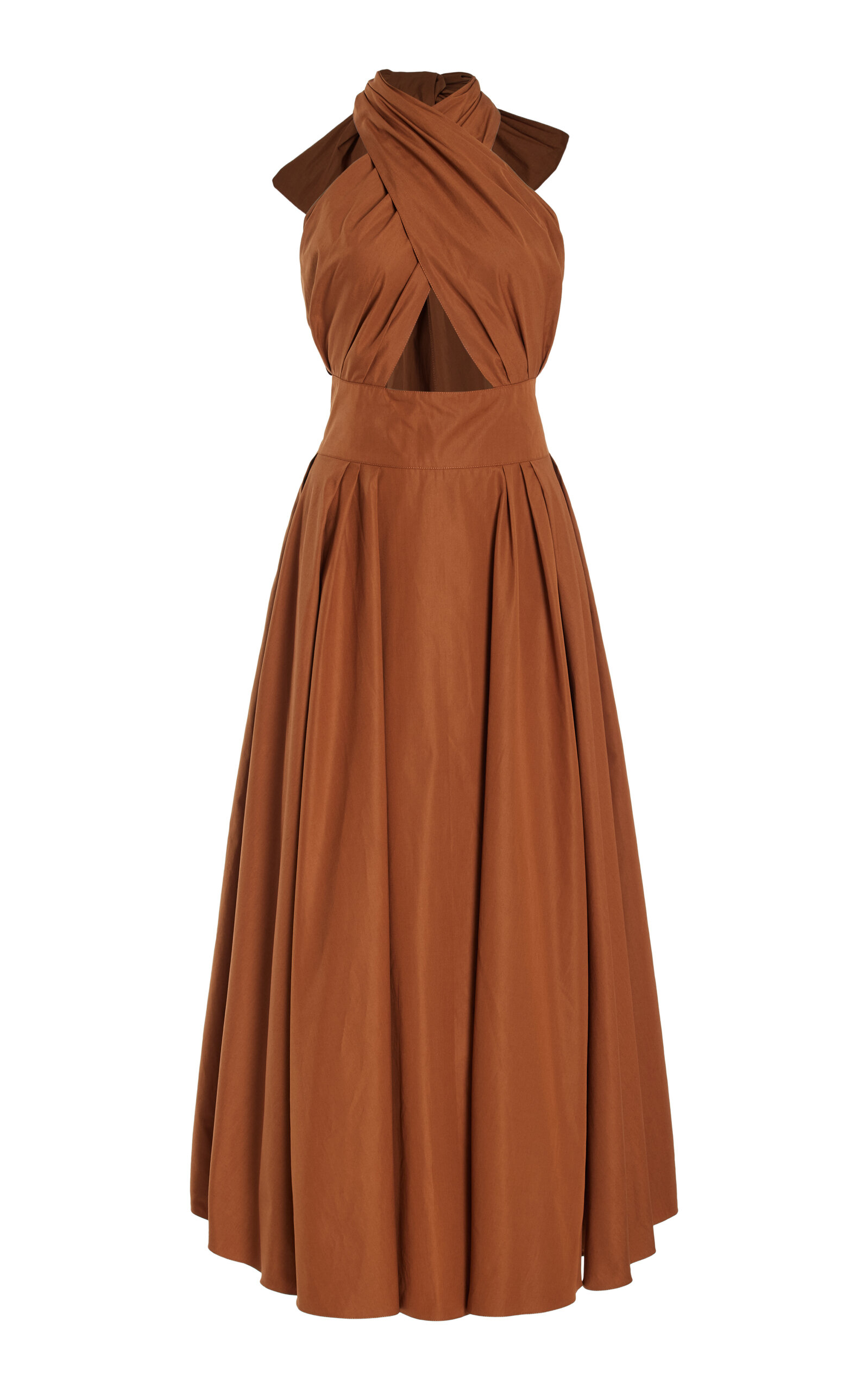 FRANÇOISE Exclusive Marilyn Cutout Cotton Poplin Midi Dress - Brown - Men's Clothing
