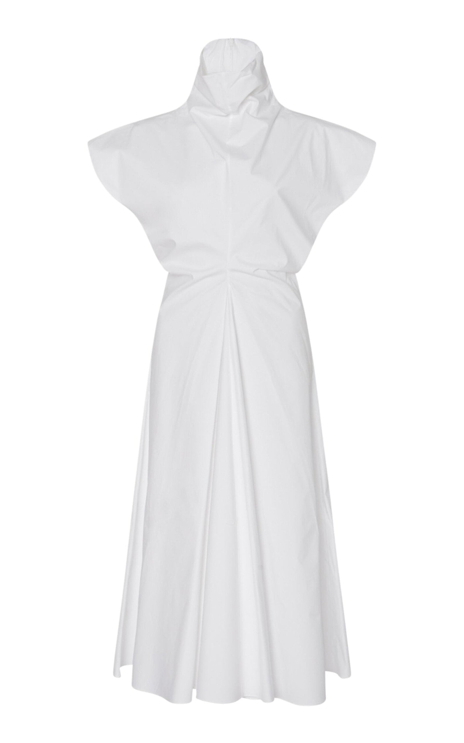 Rosetta Getty Funnel-neck Midi Dress In White