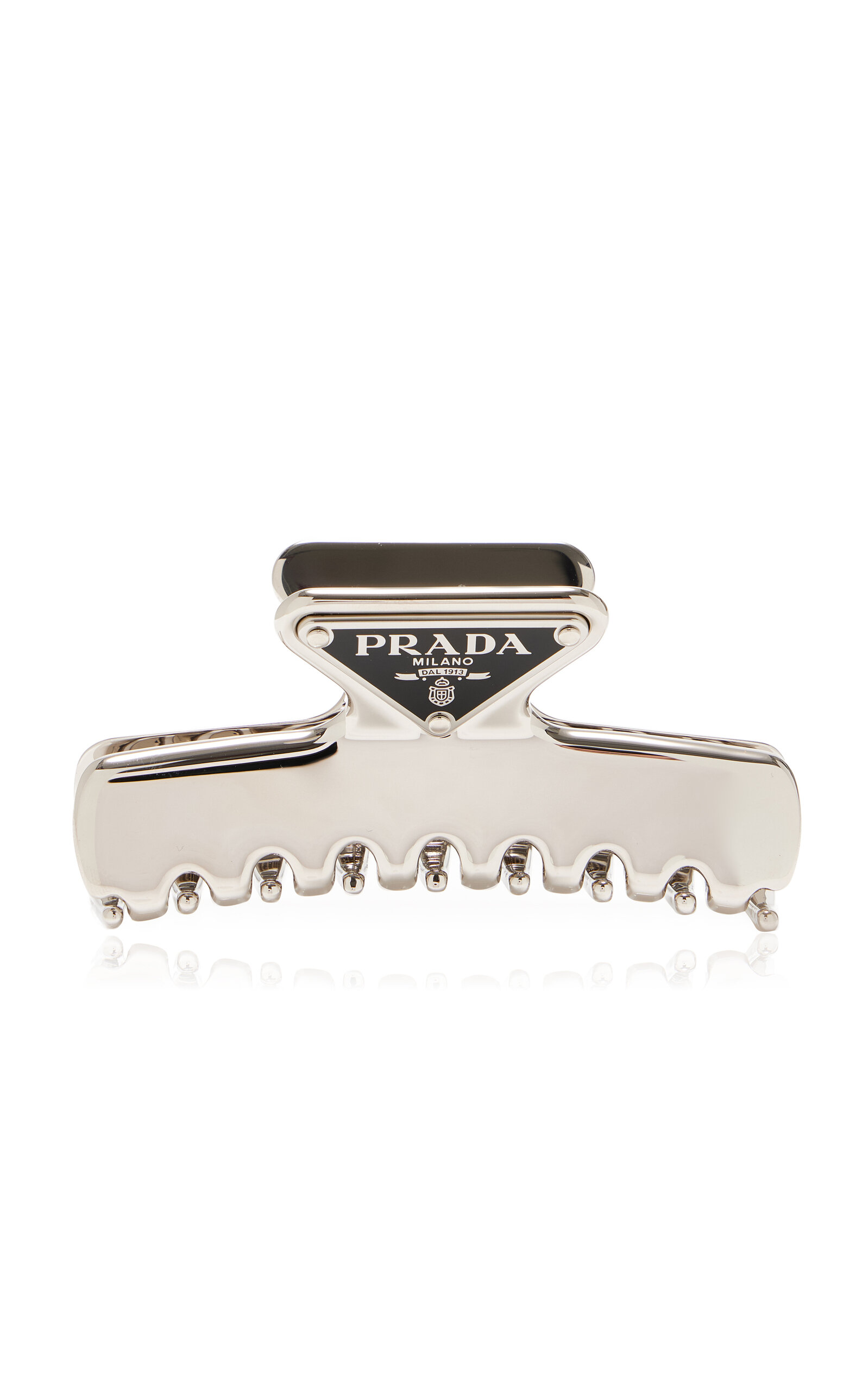 Prada Metal Hair Clip In Silver