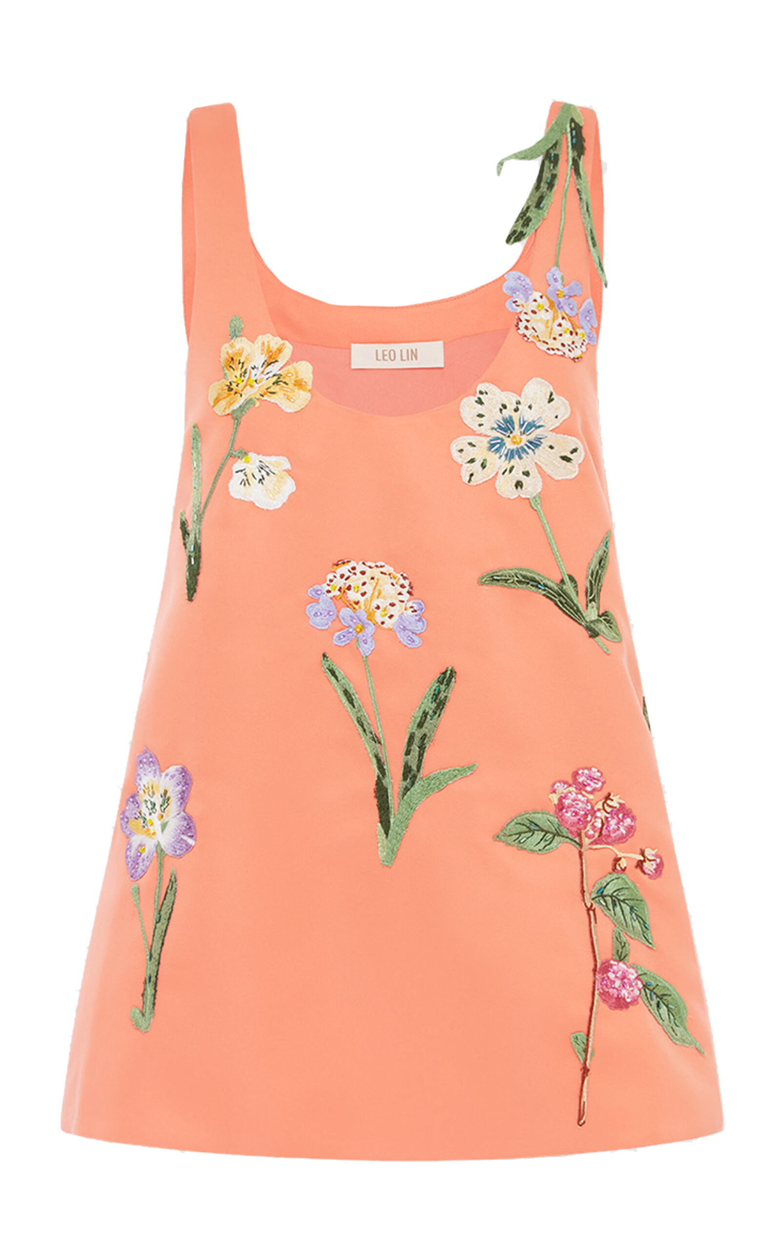 Leo Lin Helaine Embroidered Set In Coral