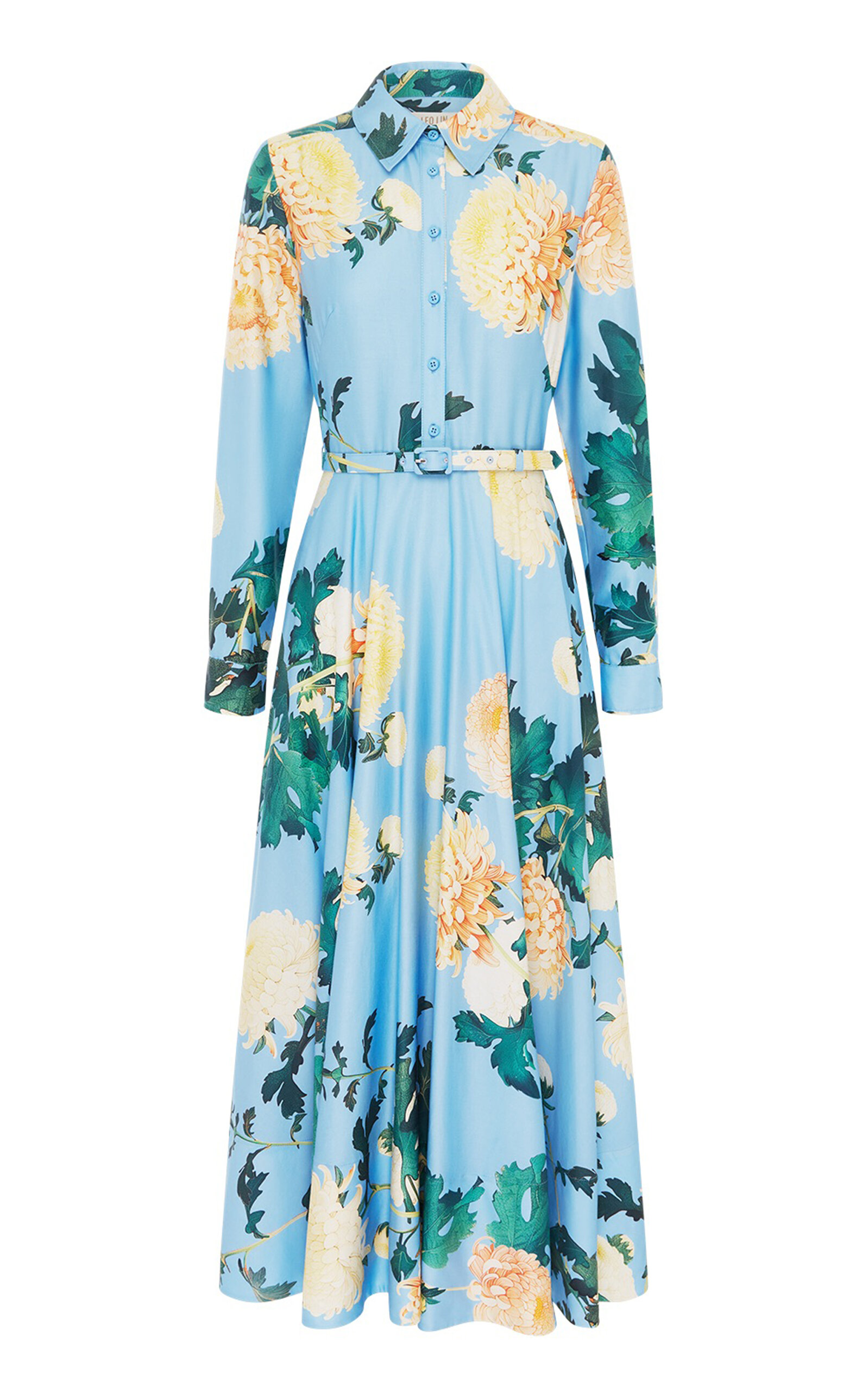 Leo Lin Zara Shirt Midi Dress In Blue