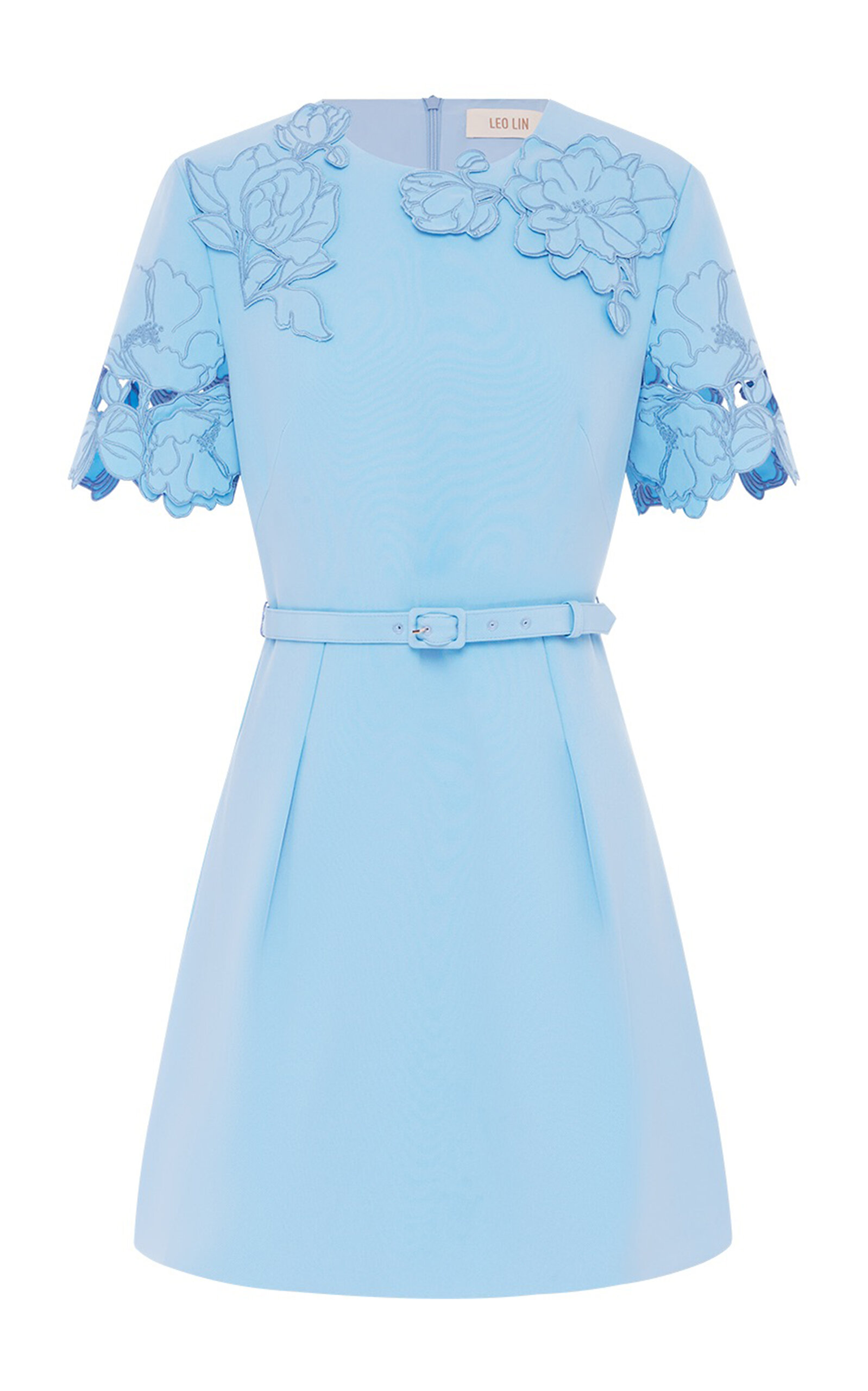 Leo Lin Aurélie Appliquéd Mini Dress In Blue