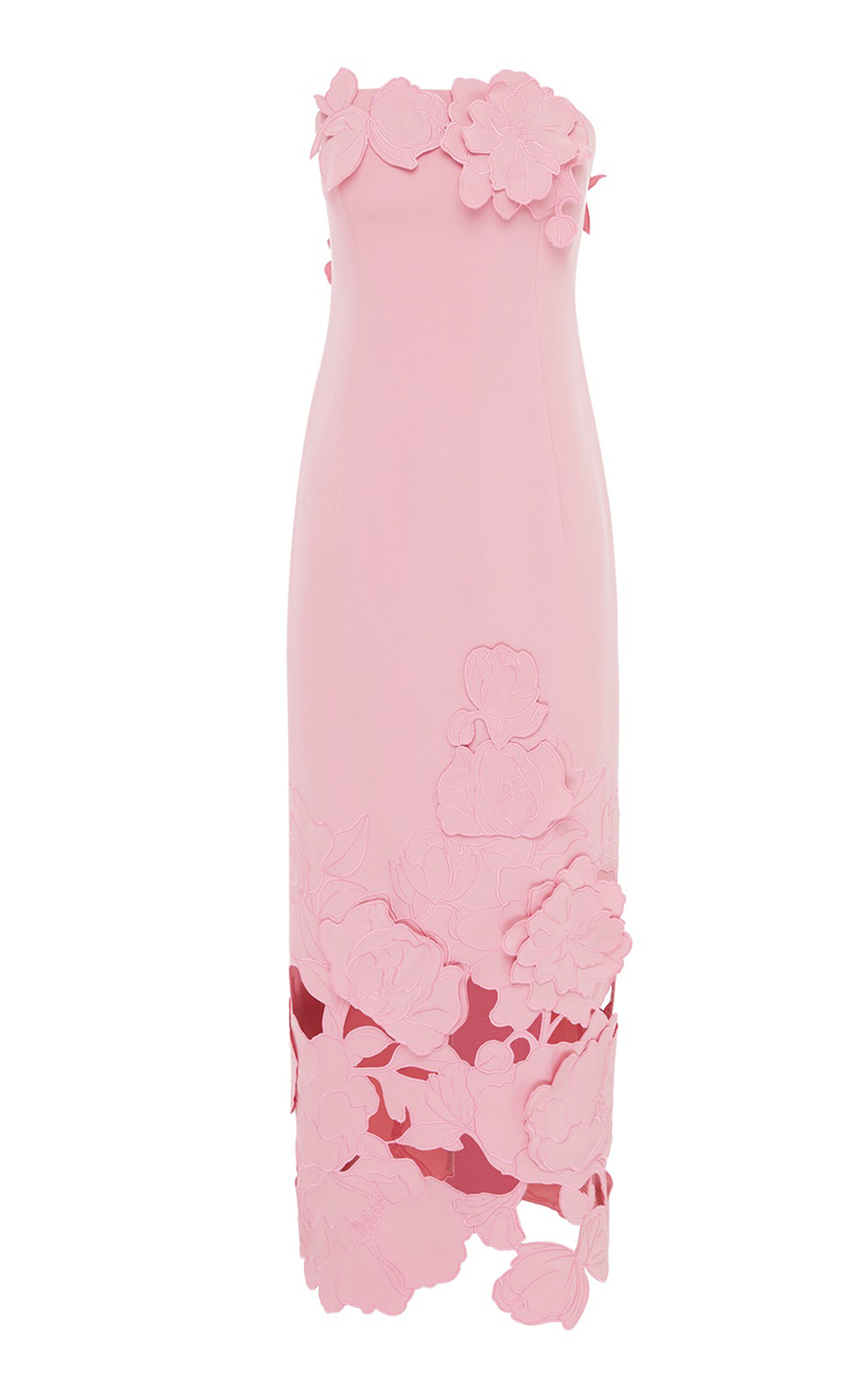 LEO LIN RAYNA FLORAL-APPLIQUÉD CREPE MAXI DRESS