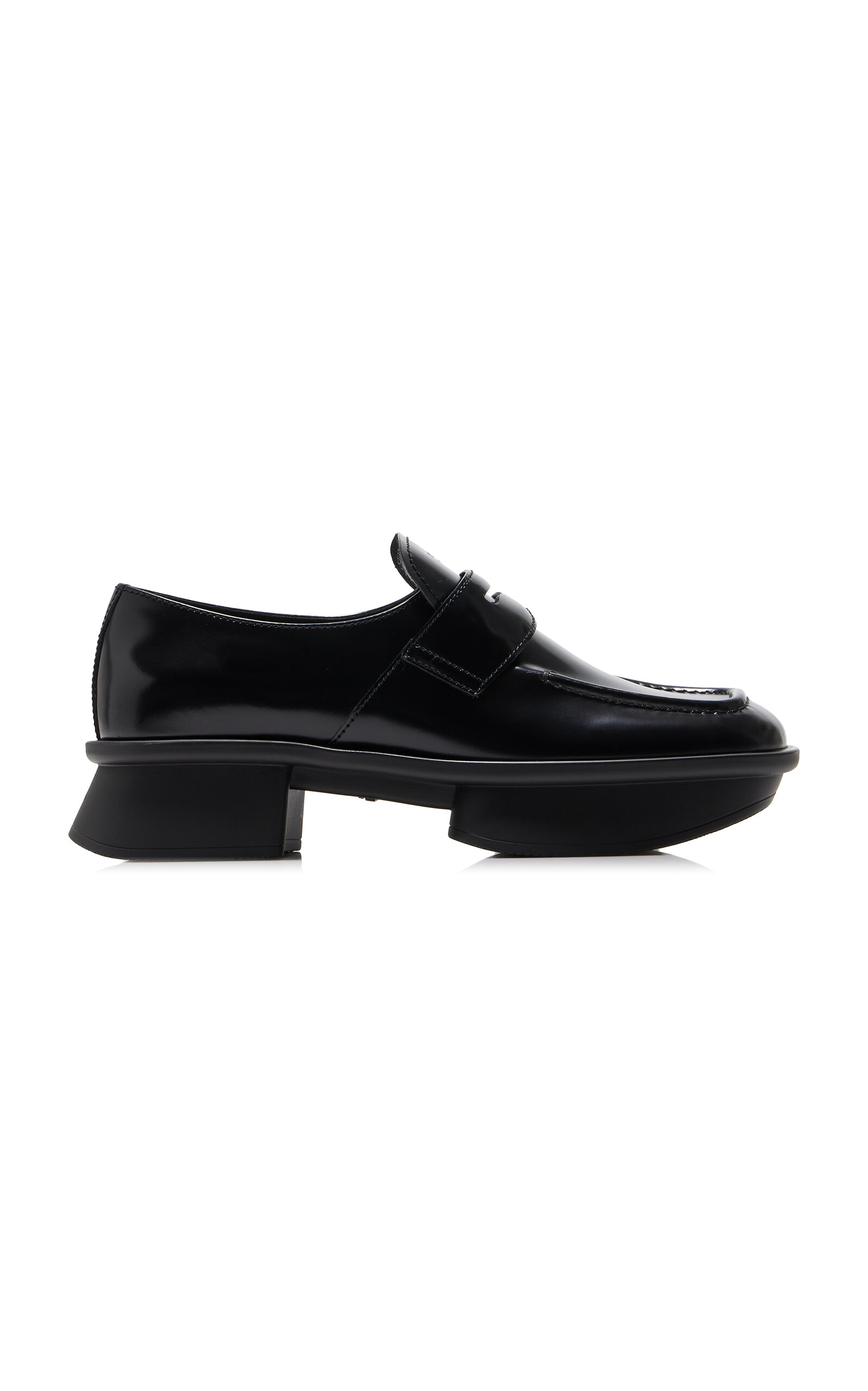 Prada Re-edition Equal Platform Penny Loafer In Nero
