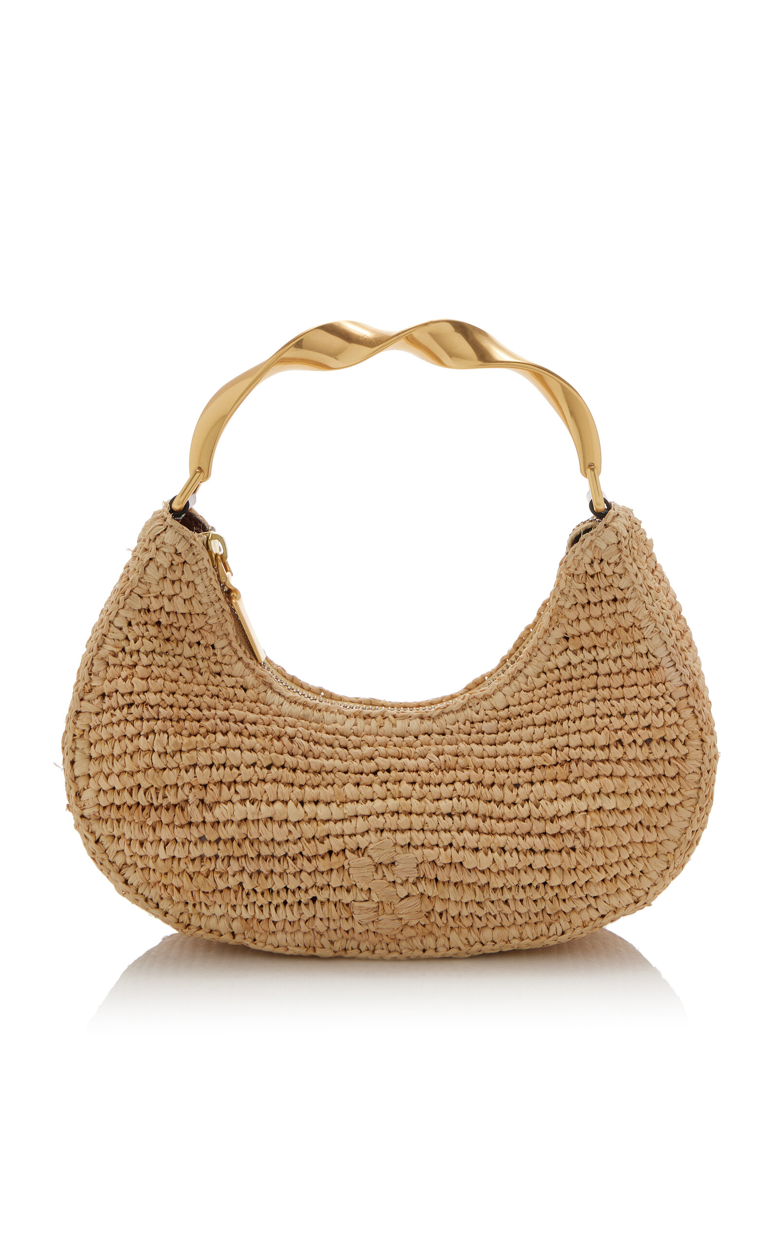 SIMKHAI Nixi Twist Handle Raffia Shoulder Bag - Neutral - OS - Women's Bags