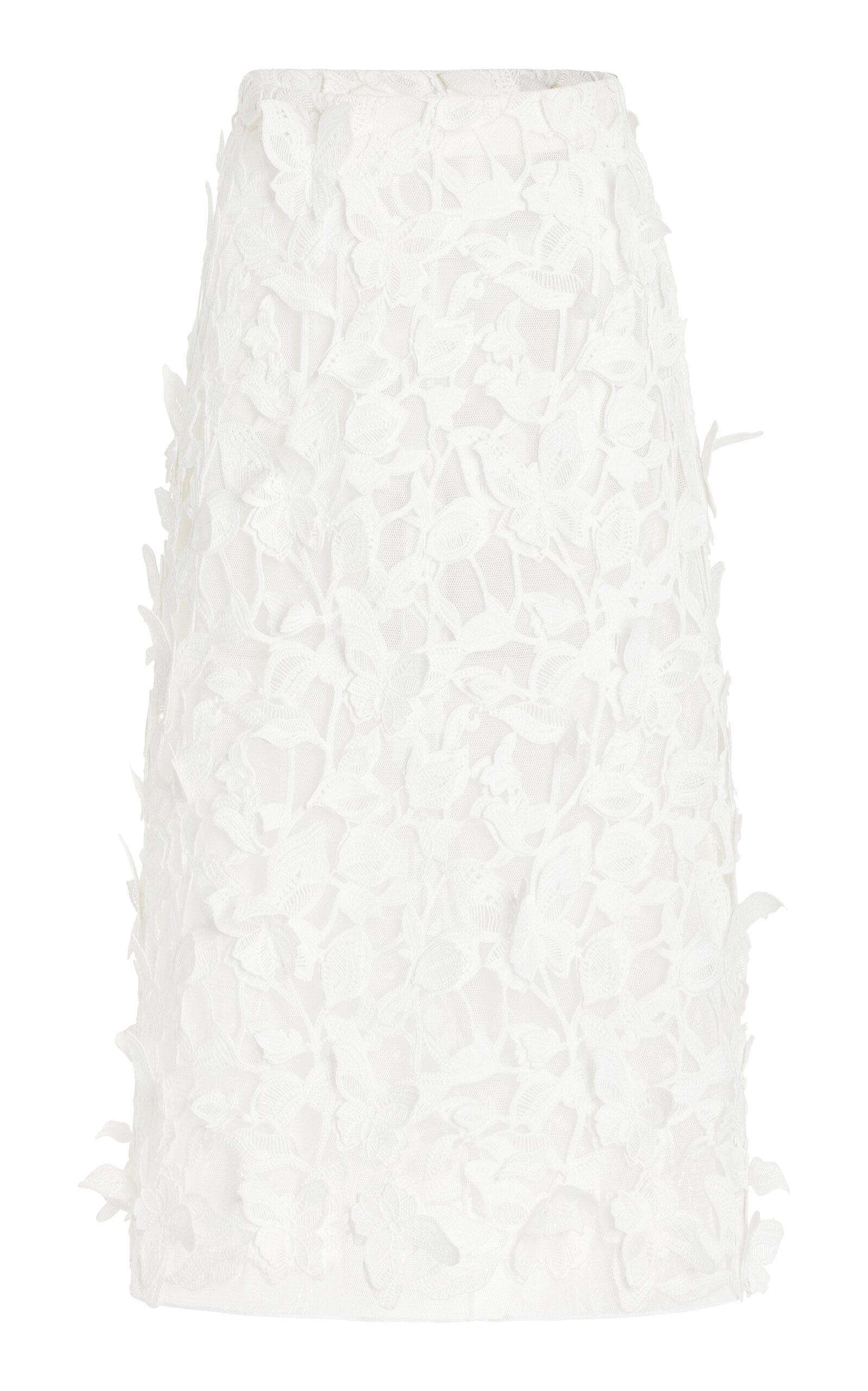 SIMKHAI Ambrosia Floral Guipure Lace Midi Skirt - White